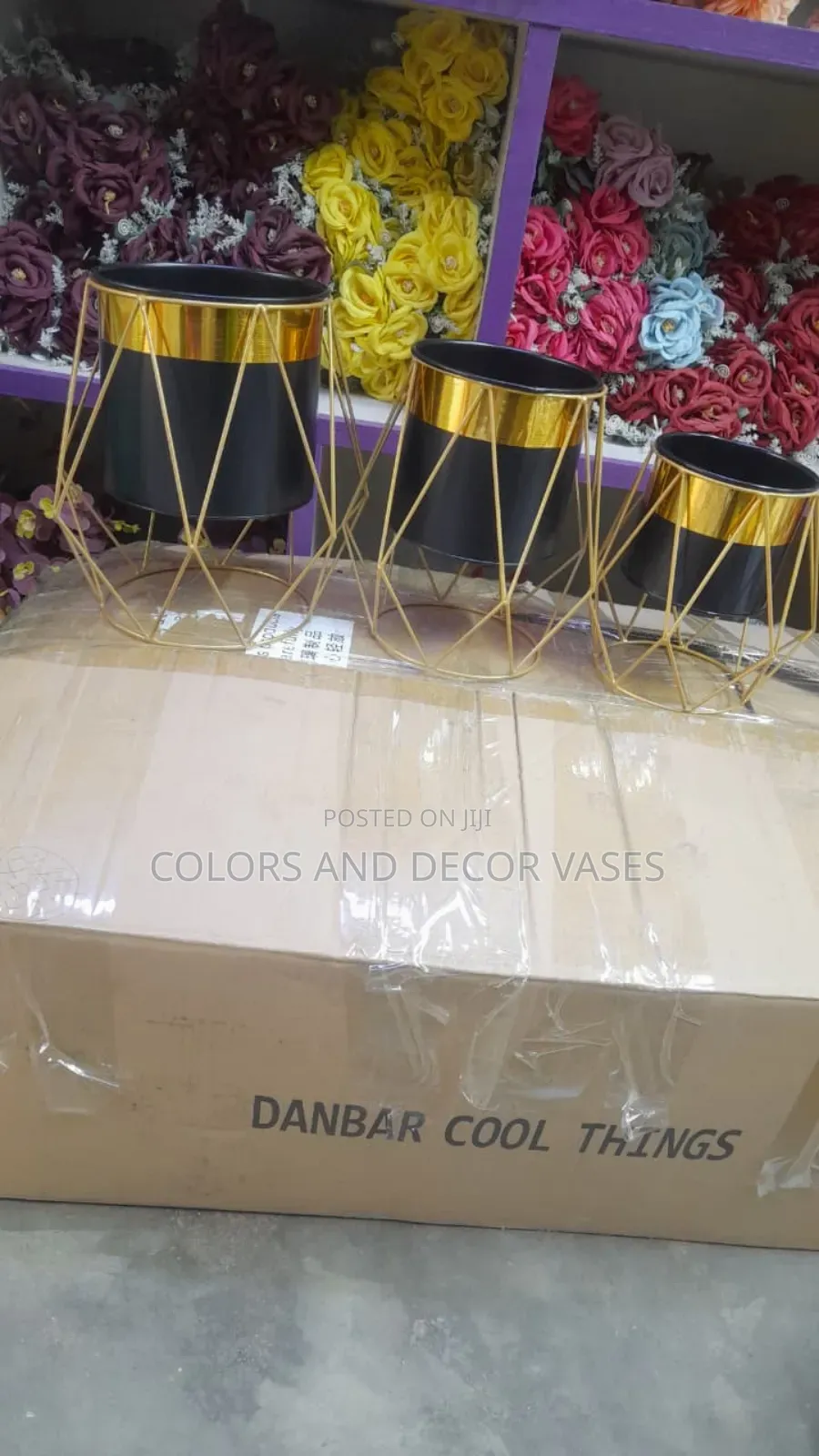 Black Gold Metallic Vases