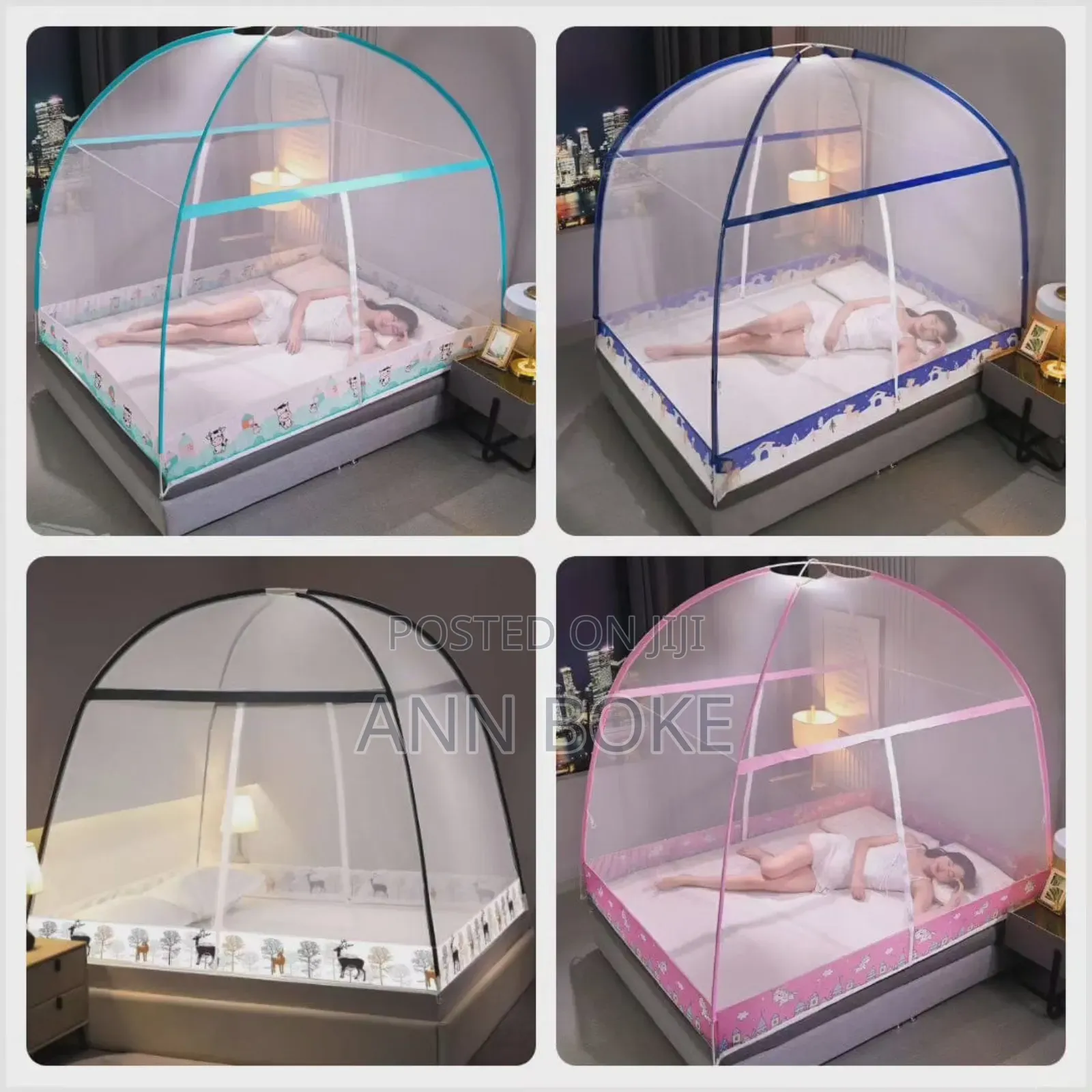 Foldable Dome Type Mosquito Nets in 4 Colours N 3 Sizes