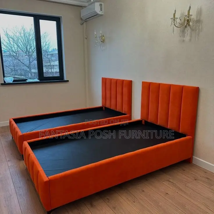 Studious 5*6 Chester Bed With Bright Orange Upholstery
