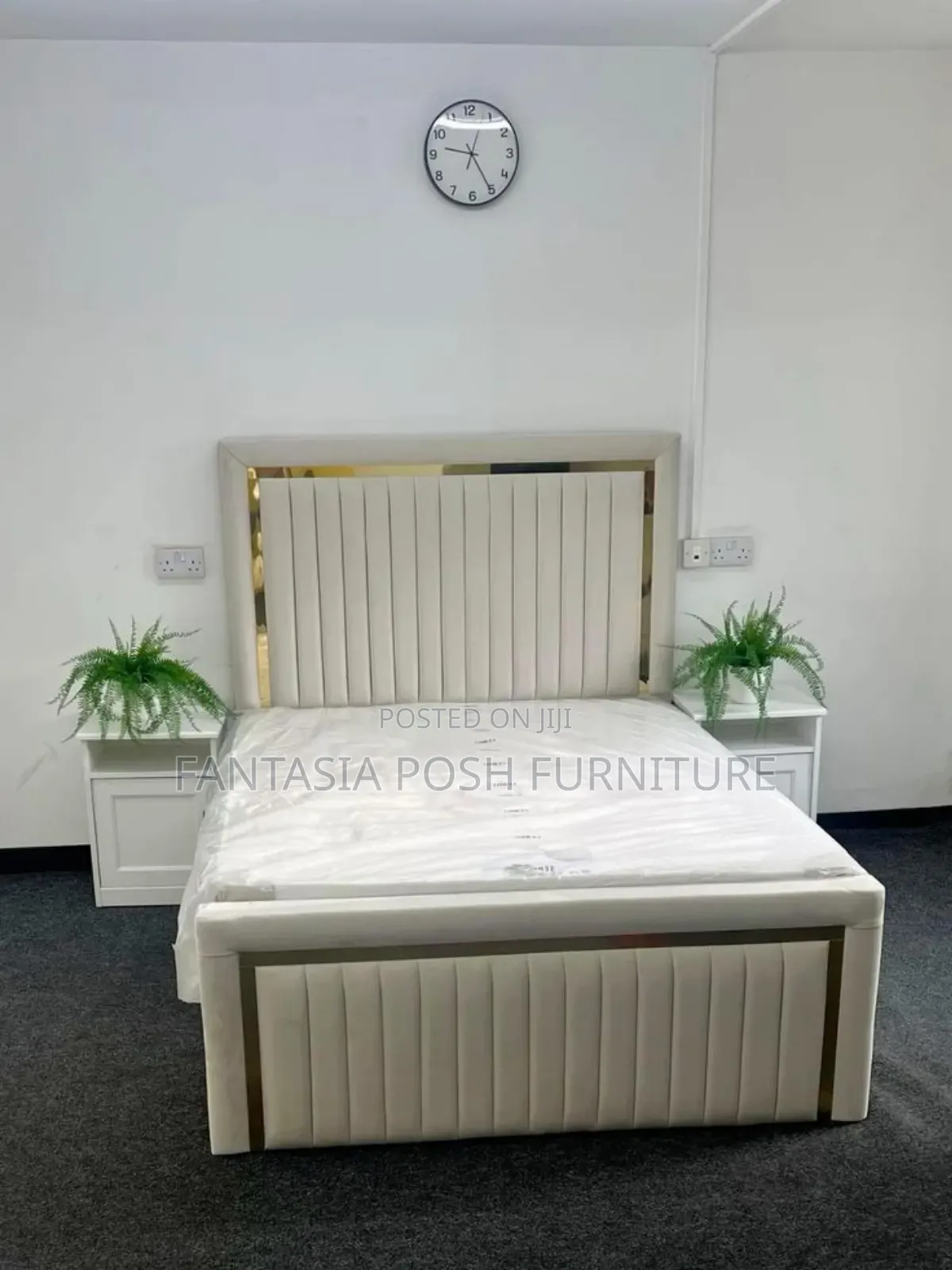 5x6 Modern Cream Panel Bed Available - Pay on Delivery