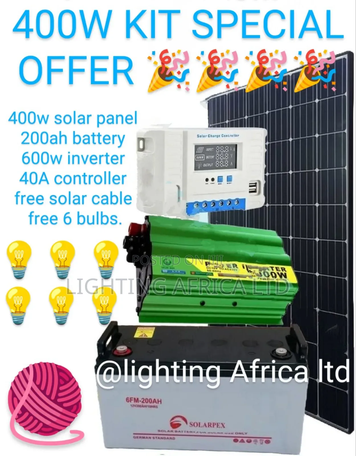 Rural Offgrid 400w Solar - 200ah - 600w Inverter Full Solar Complete