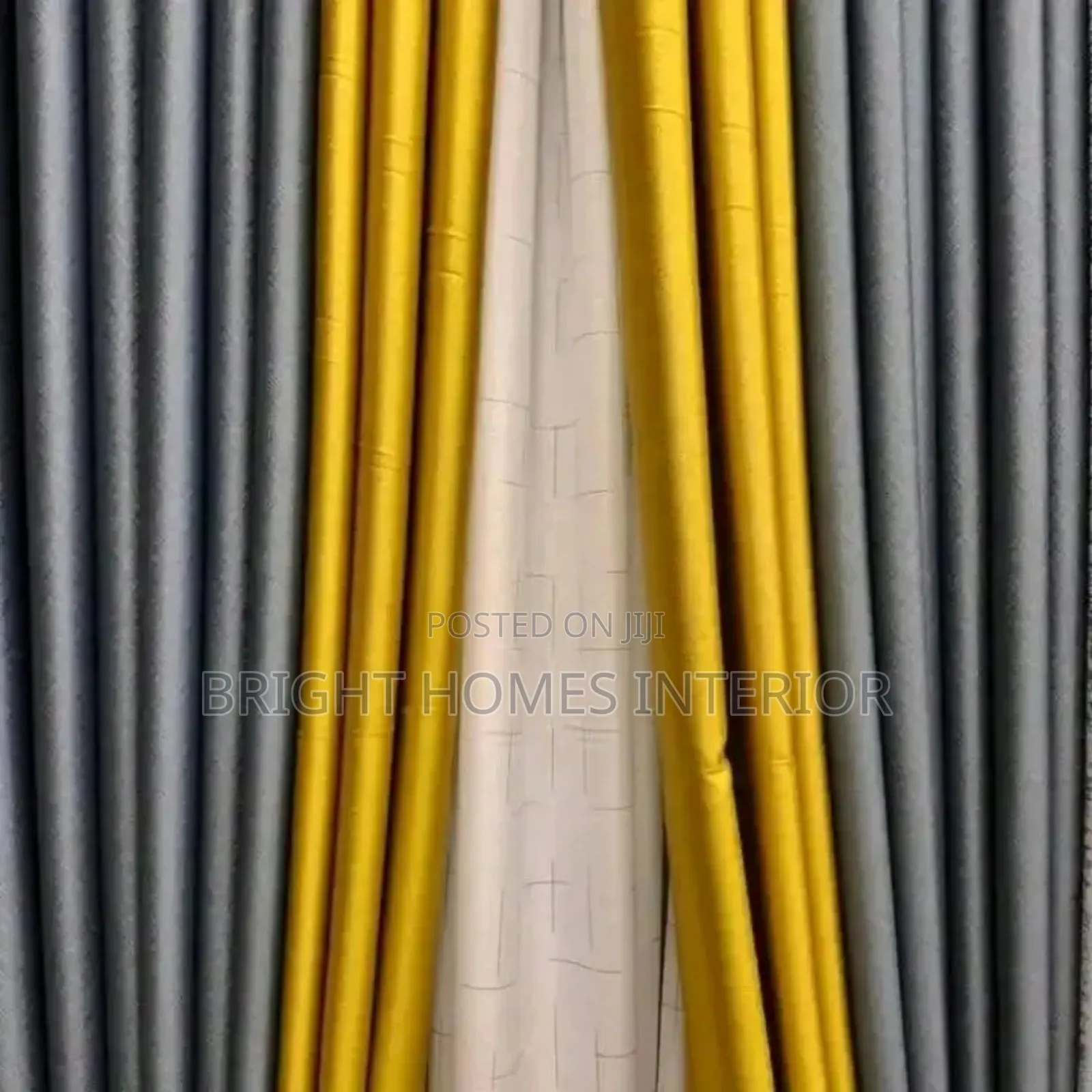 Total Blackout Mastered Yellow and Dark Grey Curtain