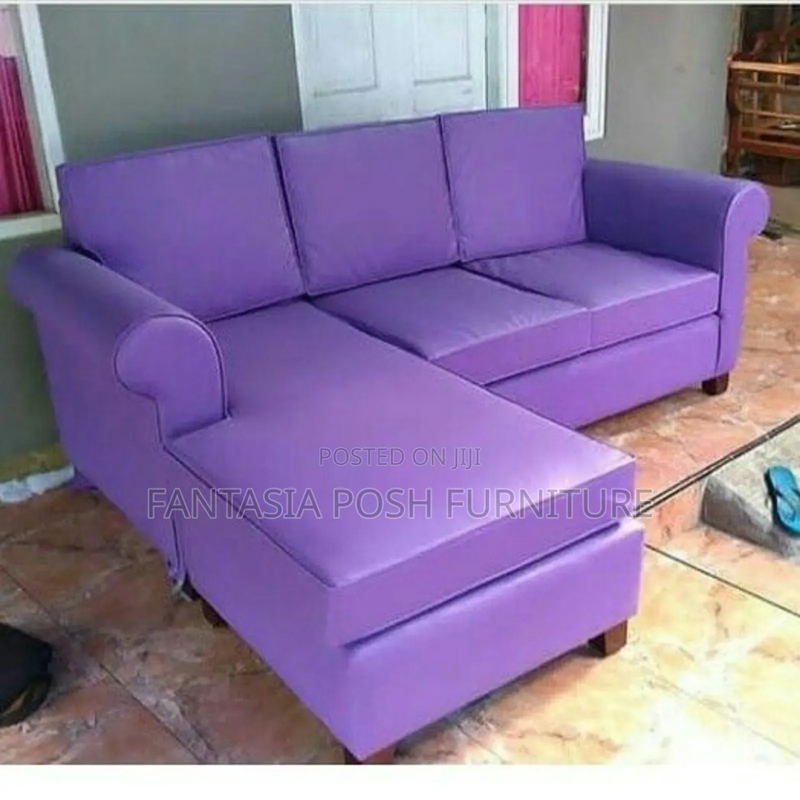 5 Seater Spacious Purple Corner Sofa - Free Delivery
