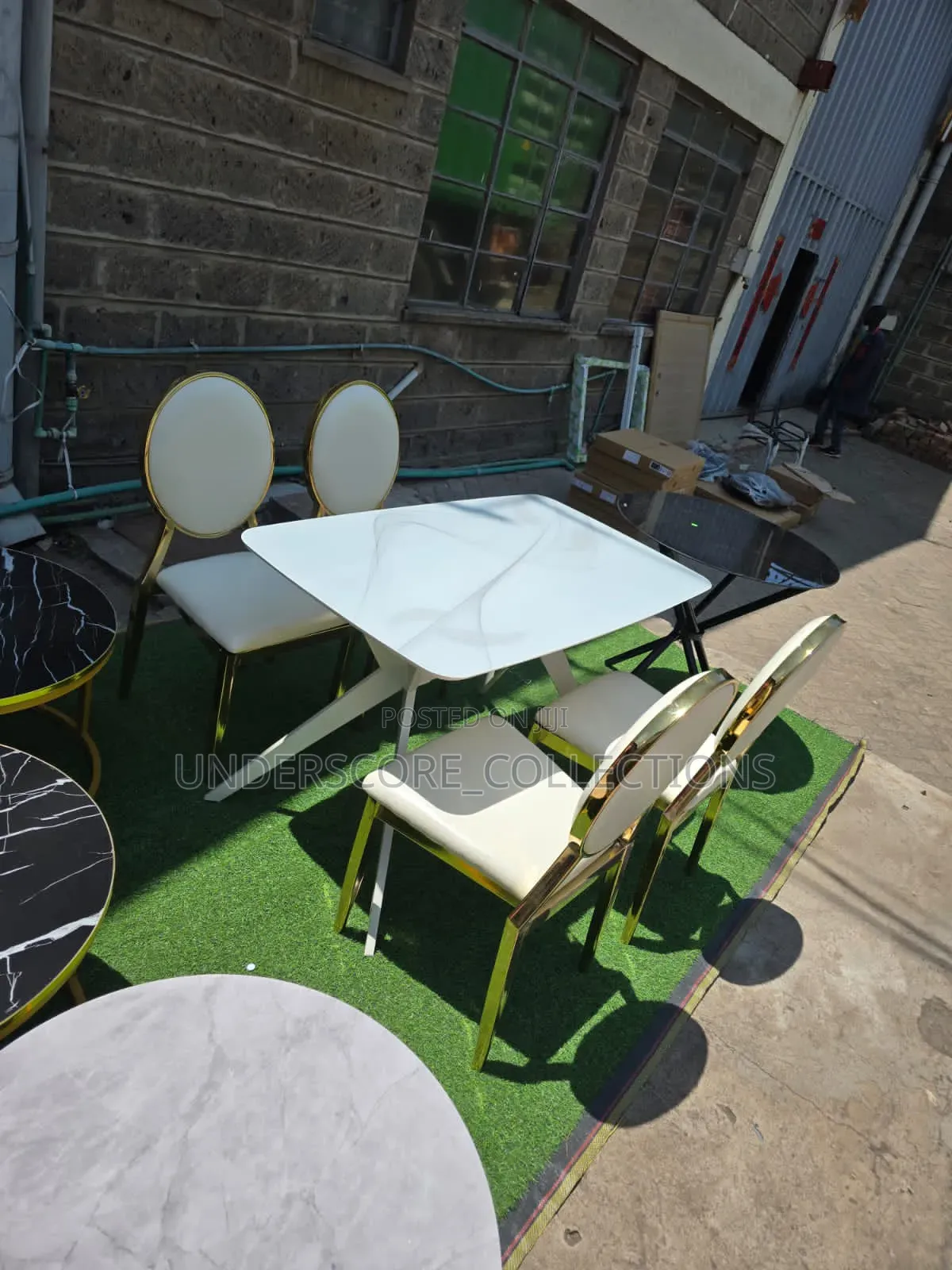 Executive Cream Dinning Set With Marble Table