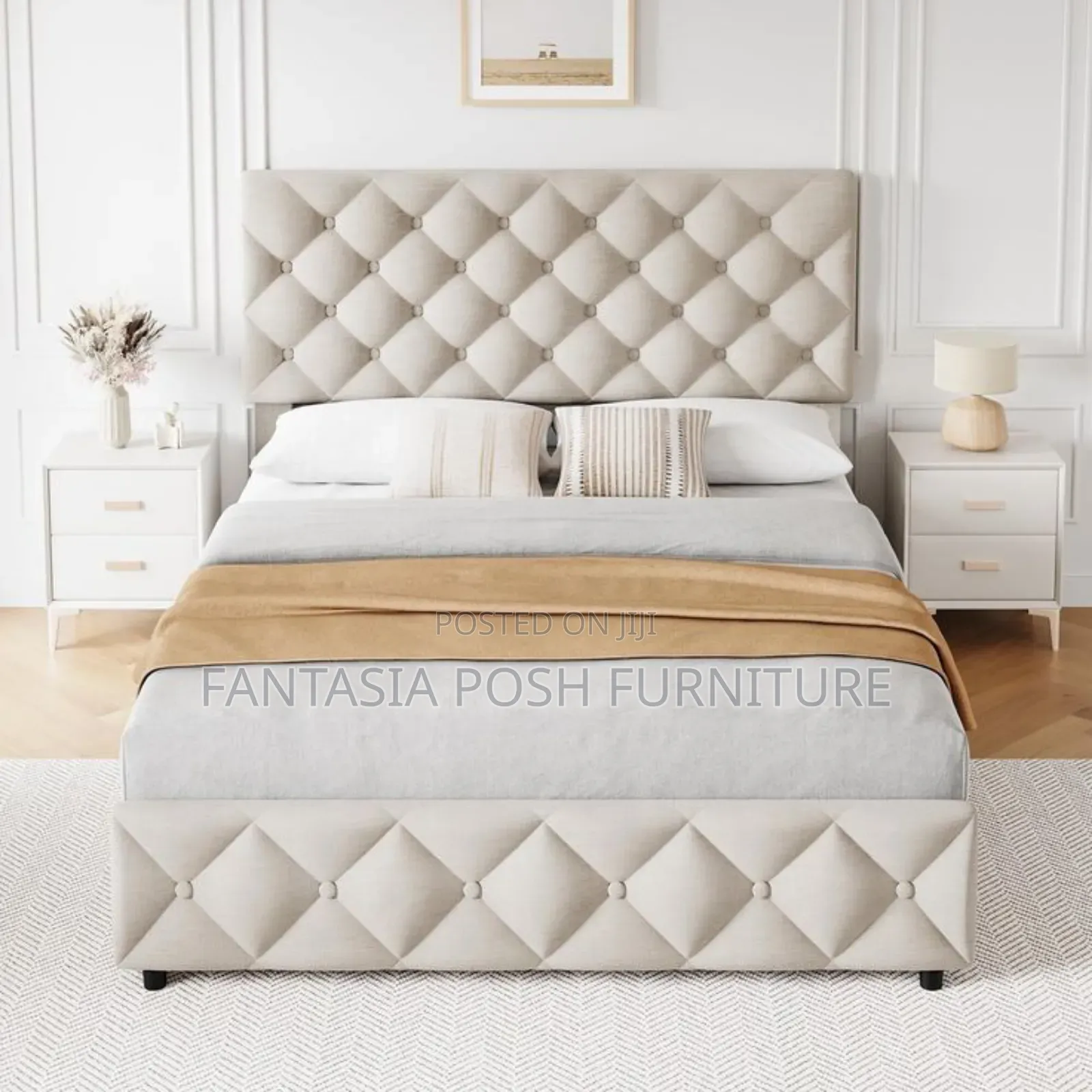 5x6 Modern Diamond-Tufted Chester Bed - Free Delivery