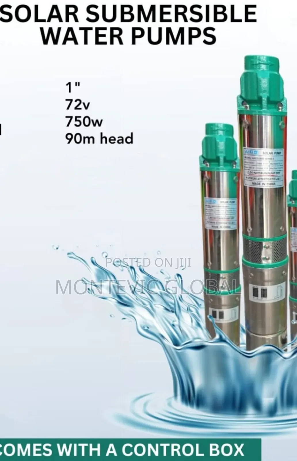 Solar Submersible Water Pump 72volts 750watts