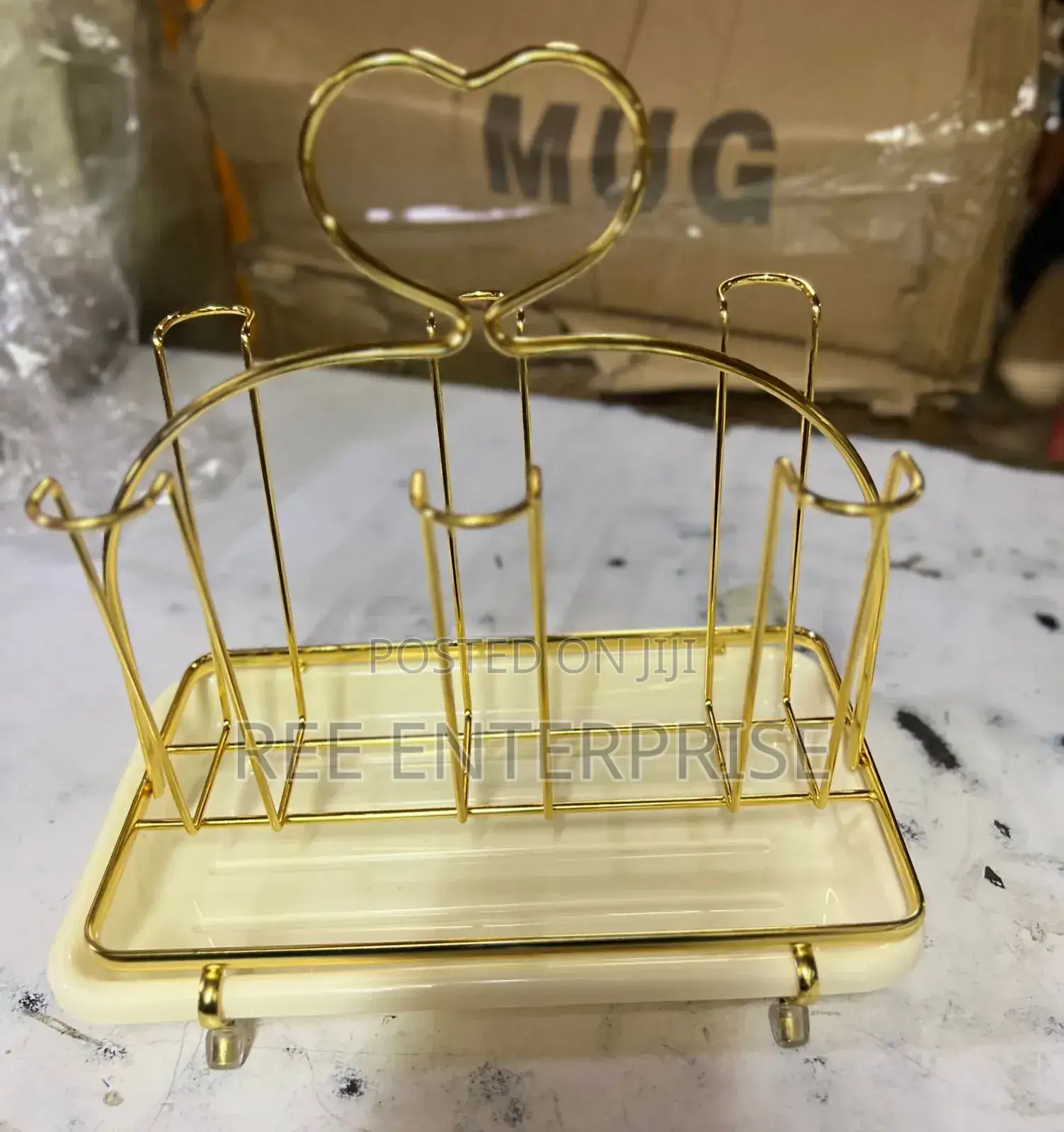 Golden Glass Holder Eith Tray Rec
