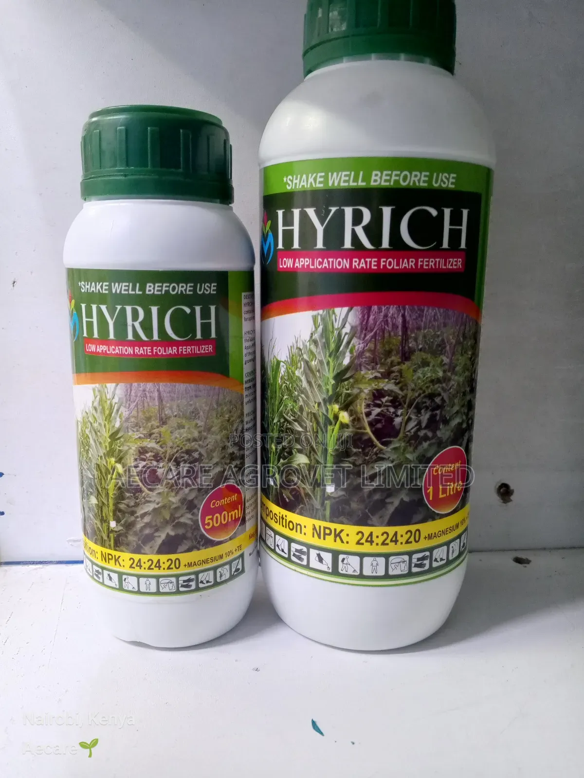 Hyrich Foliar Fertilizer 24:24:20 + Te 500ml, 1litre