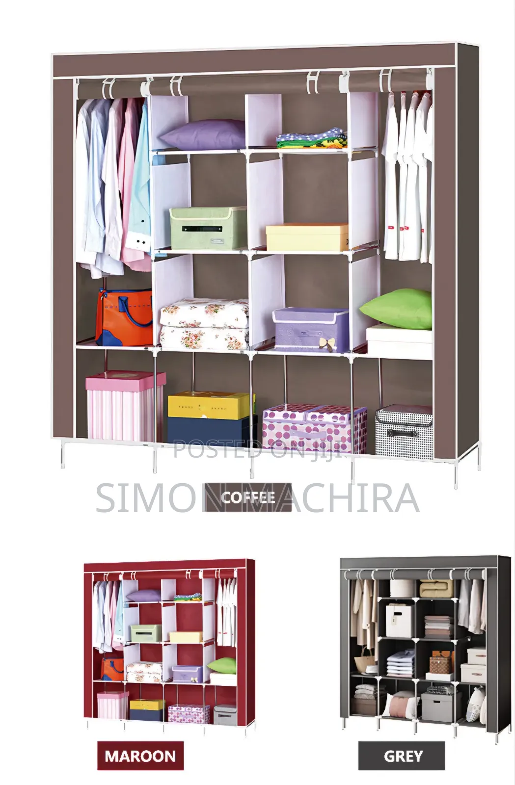 4 Column Portable Metallic Wardrobe