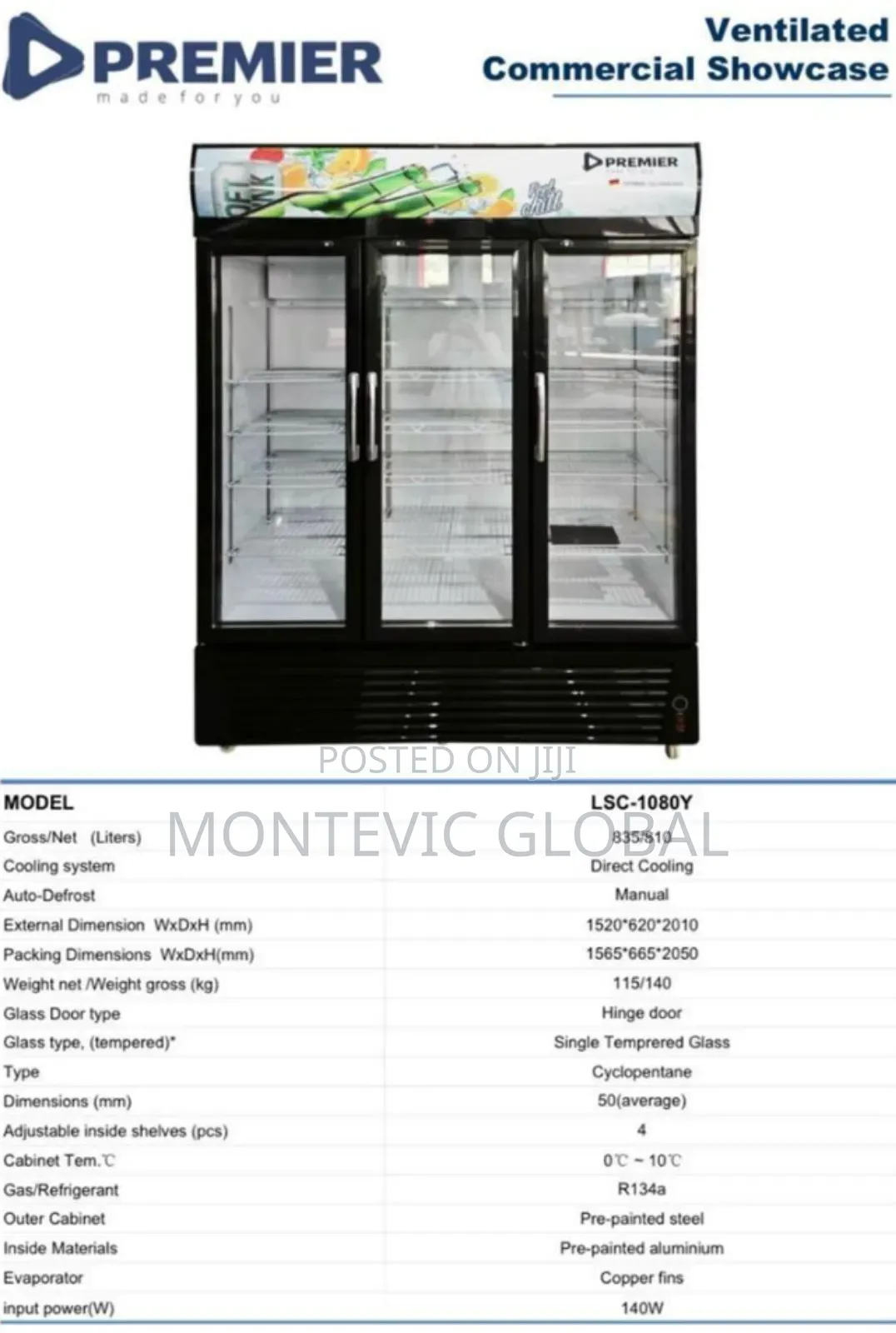 Premier Showcase Chiller 1080litres