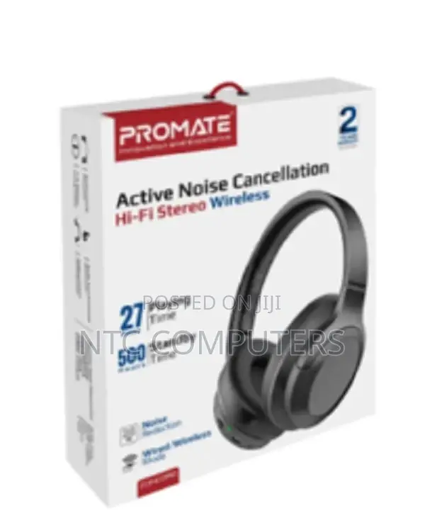 Promate Anc High-Fidelity Stereo Wireless Headphones • 27 H