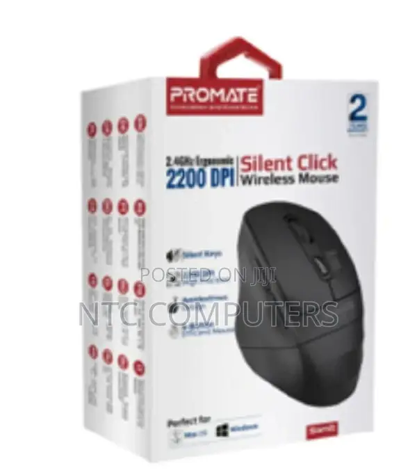Promate 2.4ghz Ergonomic 2200 Dpi Silent Click Wireless Mou