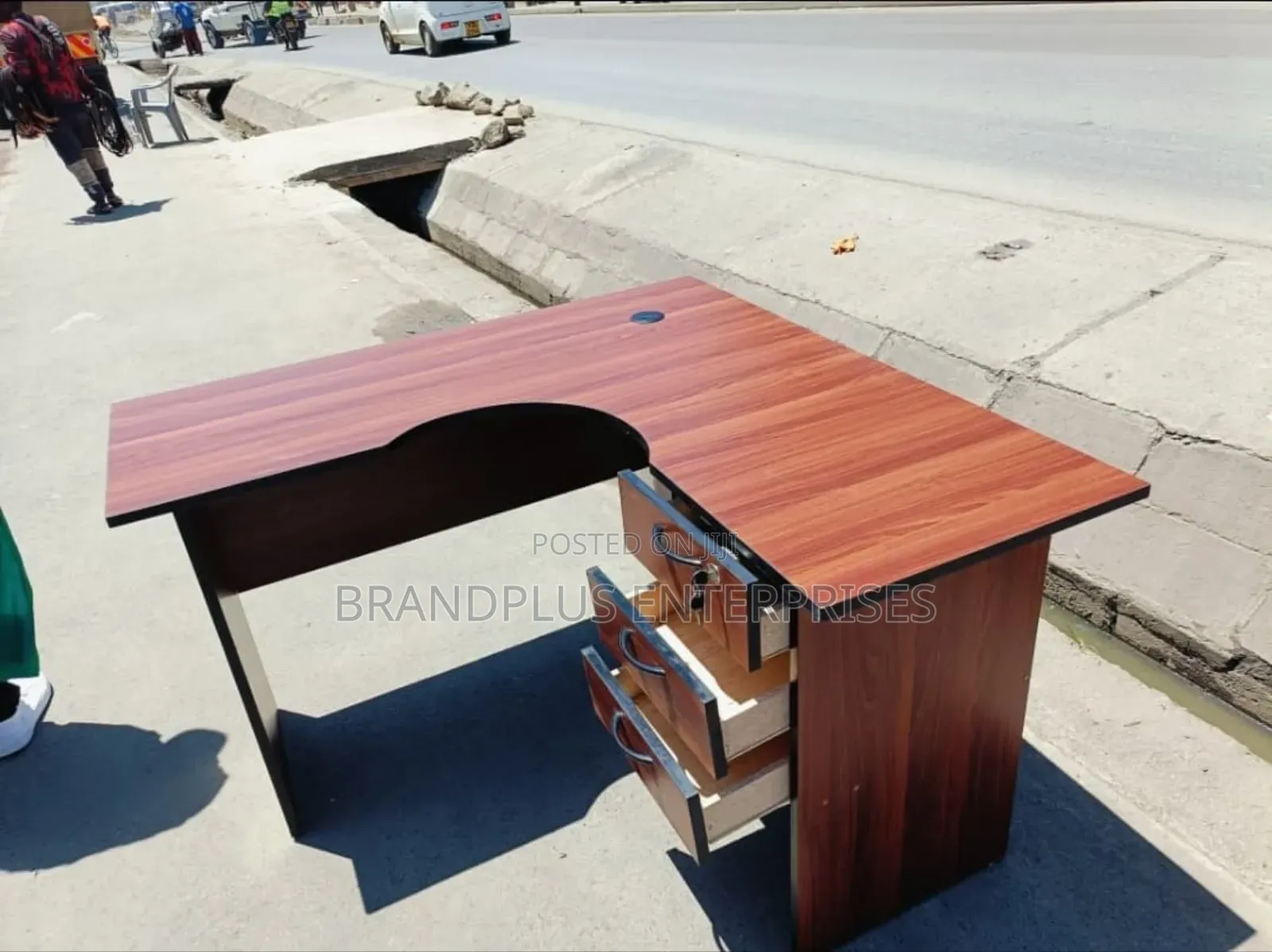 Dark Walnut L Shaped Office Desk