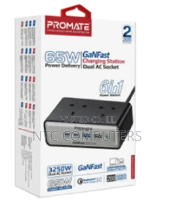 Promate 65w Power Delivery Ganfast Charging Station With 32