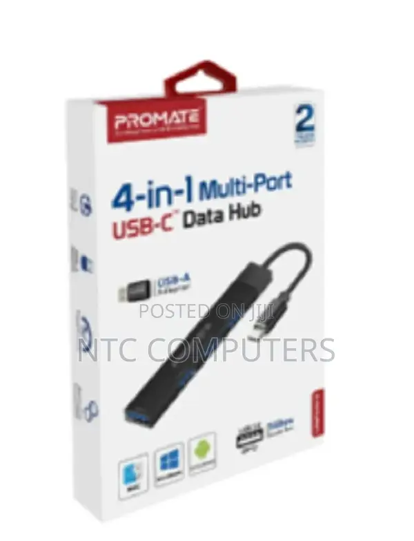 Promate 4-in-1 Multi-Port Usb-C Data Hub(Litehub-4)