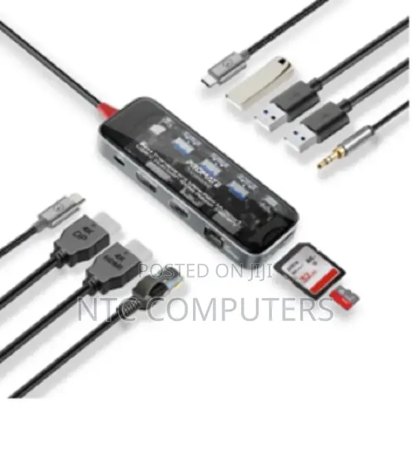 Promate 11-in-1 Transparent Ultra-Fast Multi-Port Usb-C Hub