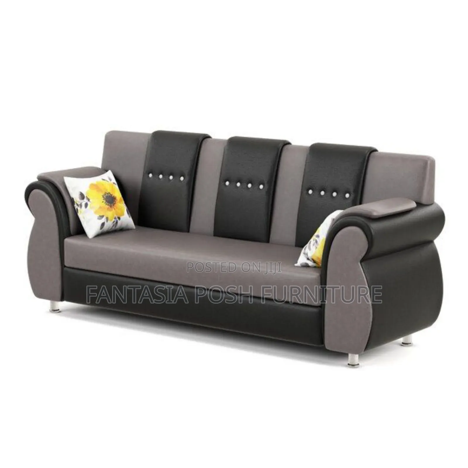 Modern Black-Gray 3 Seater Sofa