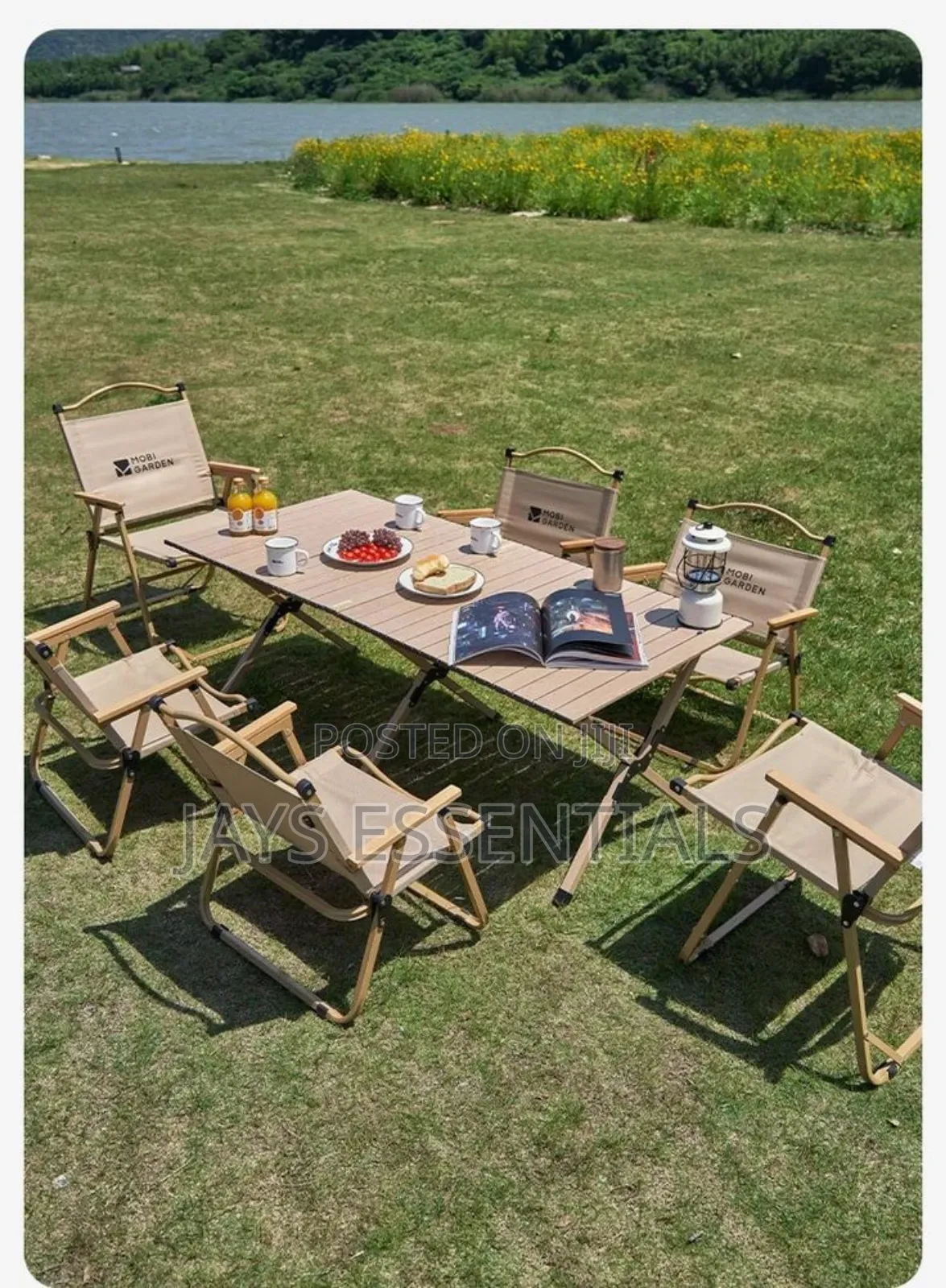 Foldable Camping Picnic Table With 4 Chairs and Storage Box