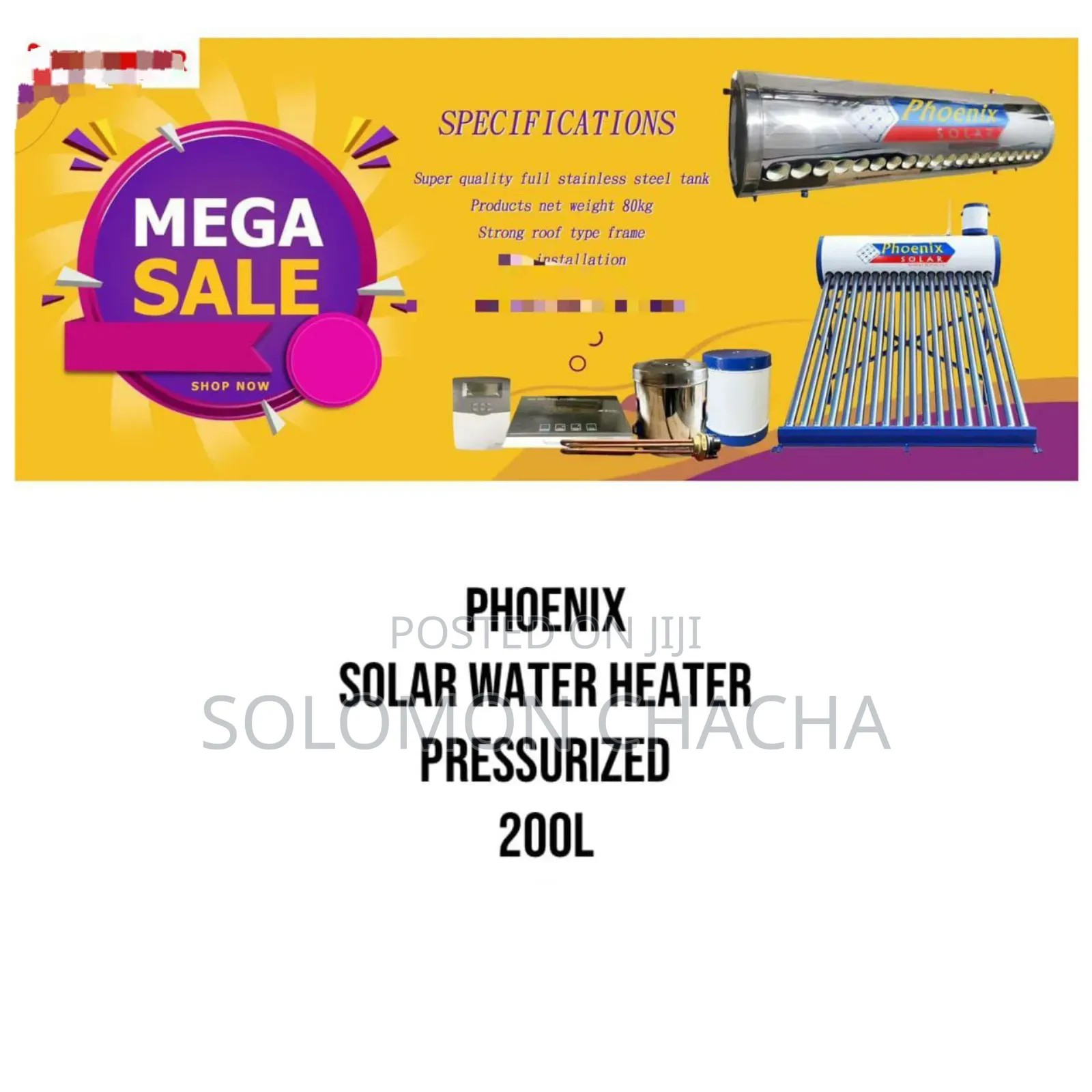 Phoenix 200 Litre Solar Water Heater Pressurized Quality