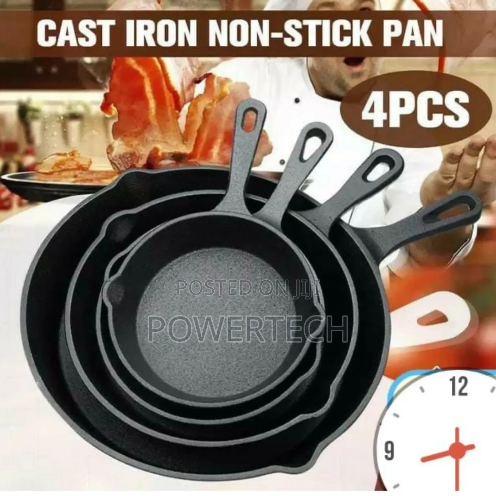 Cast Iron Frying Pan Cooking Skillet Egg Steak Fry Pan