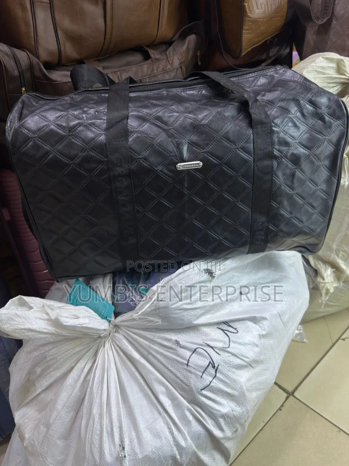 Large Size Pu Leather Duffle Bag in Black at KSH 1500