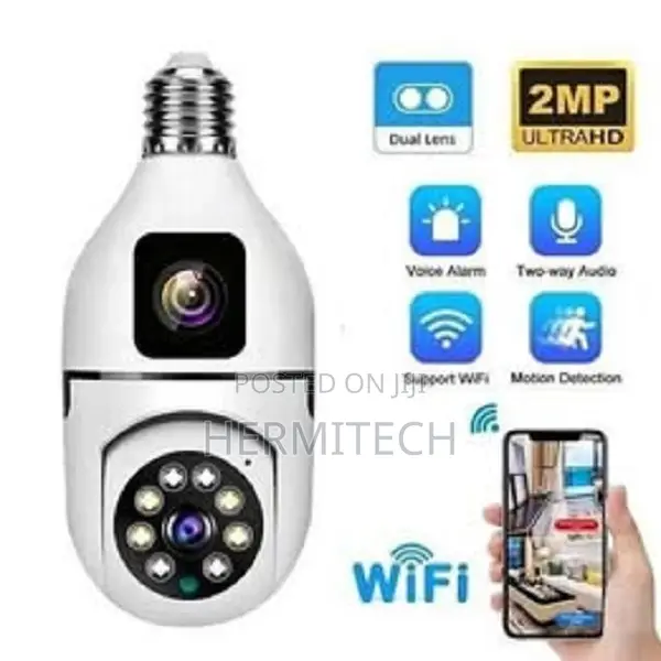 E27 360 Bulb Wifi Dual Lens Camera Bulb Color