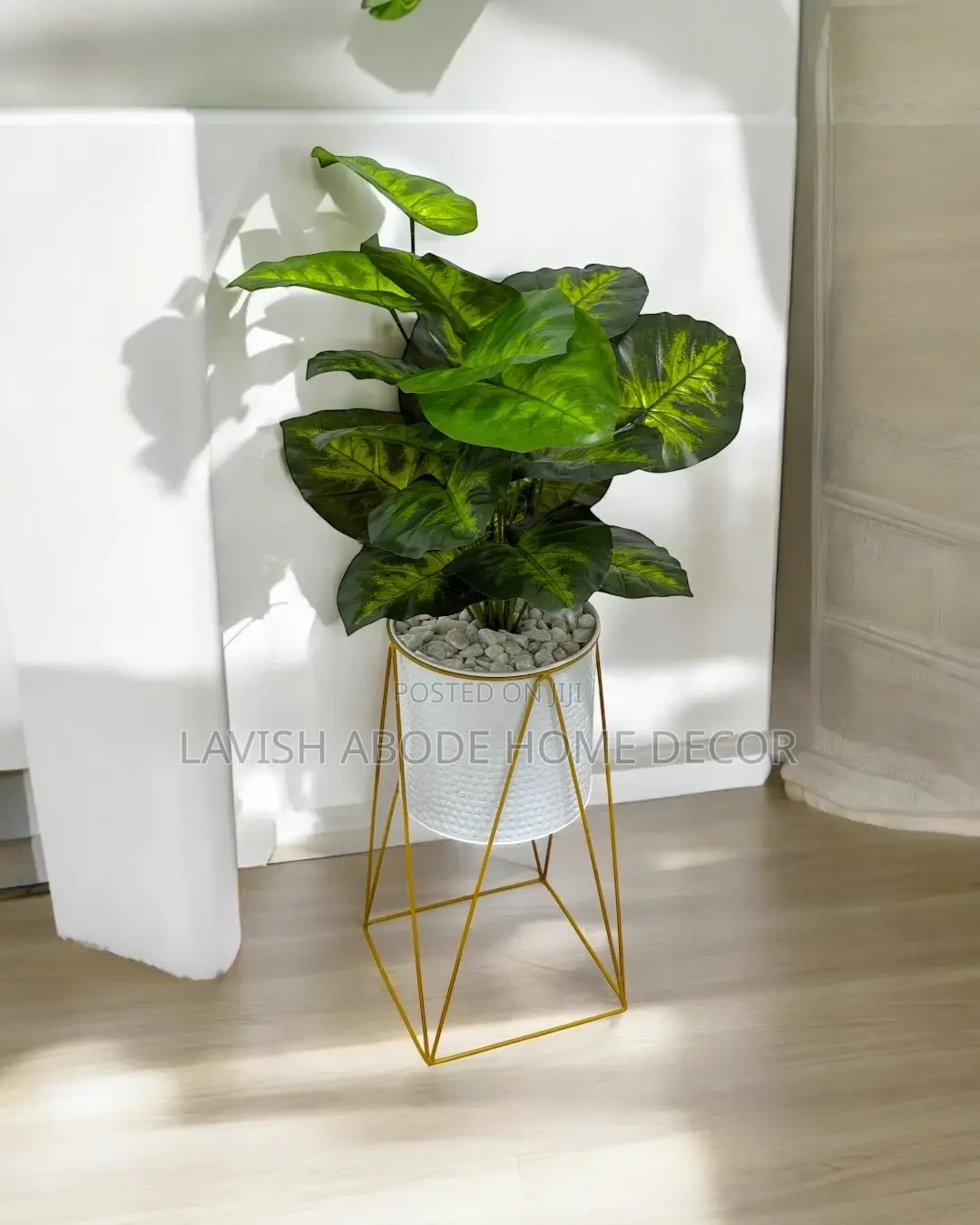 Artificial Plant in a White and Gold Nordic Planter