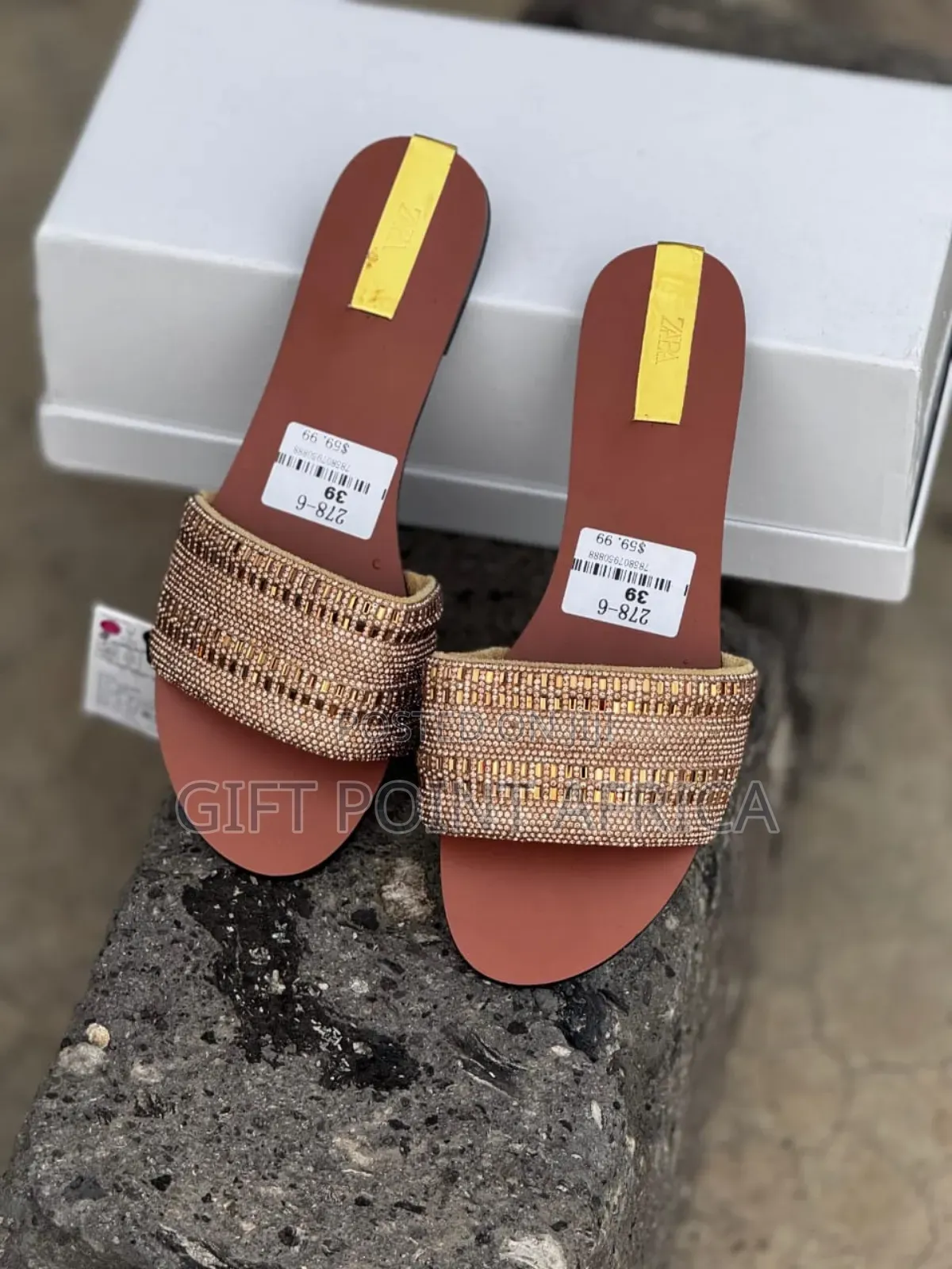Black,Gold And Silver High Quality (Zara) Slip-on Sandals