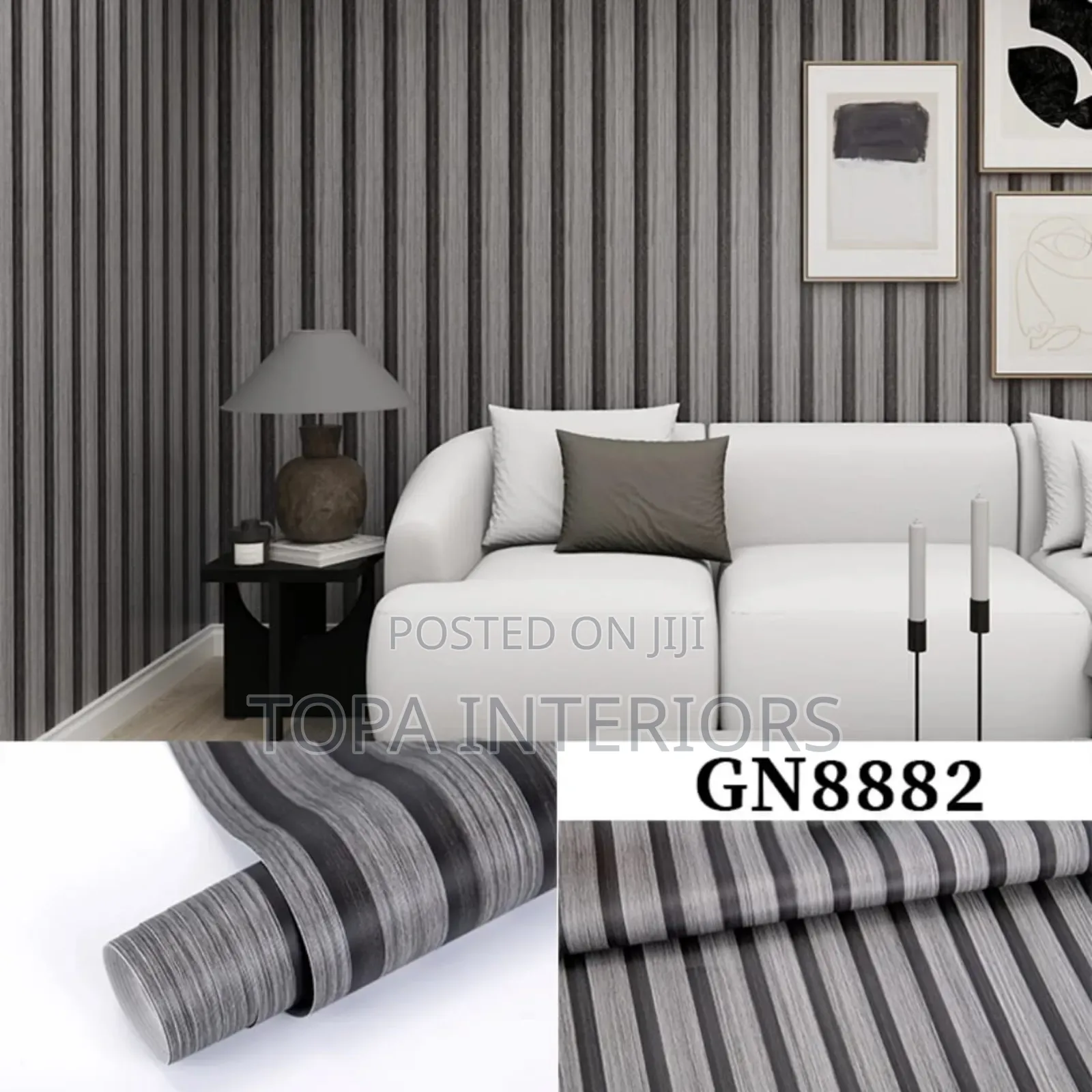 Wood Effect Living Room Decoration Fluted Wallpapers Installation