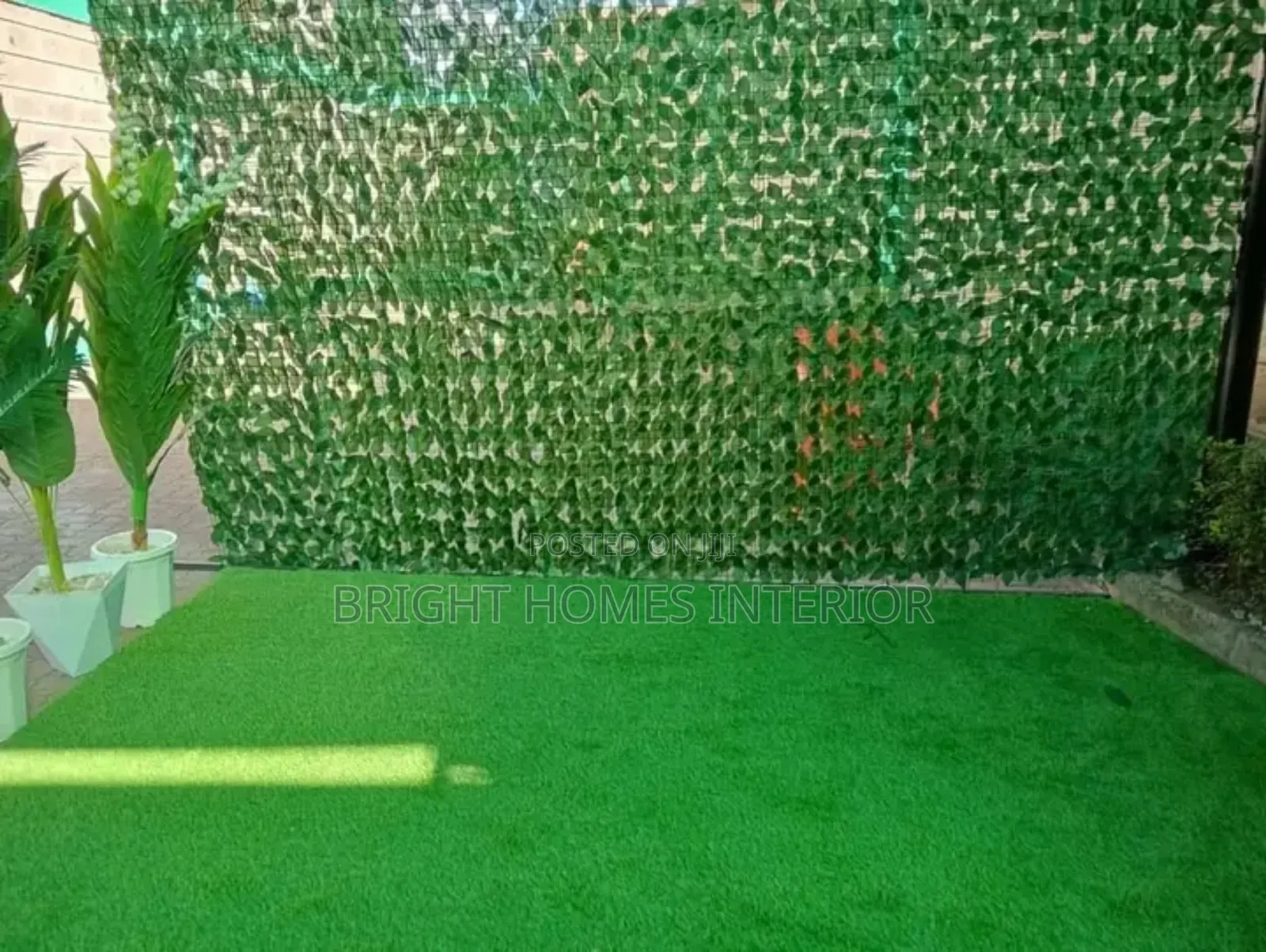 Gymn Space Grass Carpet and Privacy Fence