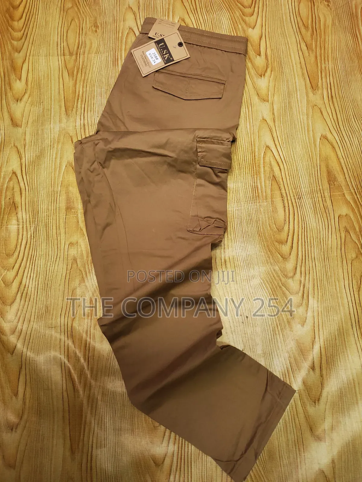 Quality Men Khaki Cargo Pants Trousers With Bands