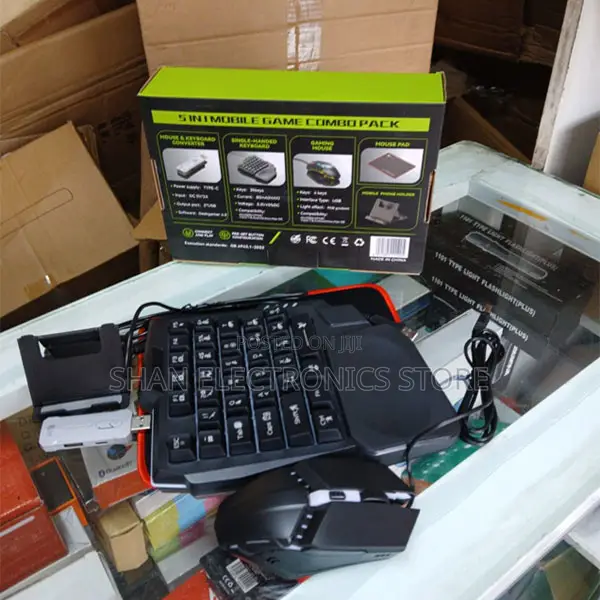 Compatible (Black) 5 in 1 Mobile Game Combo Pack With RGB