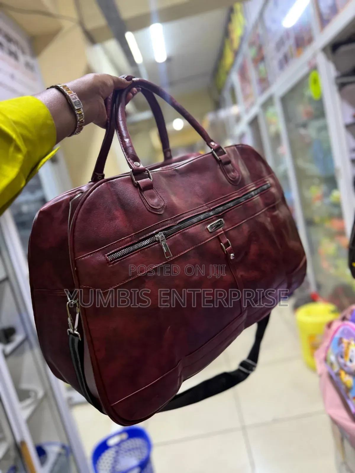 Maroon Pu Leather Duffle Travel Bags at KSH 1500