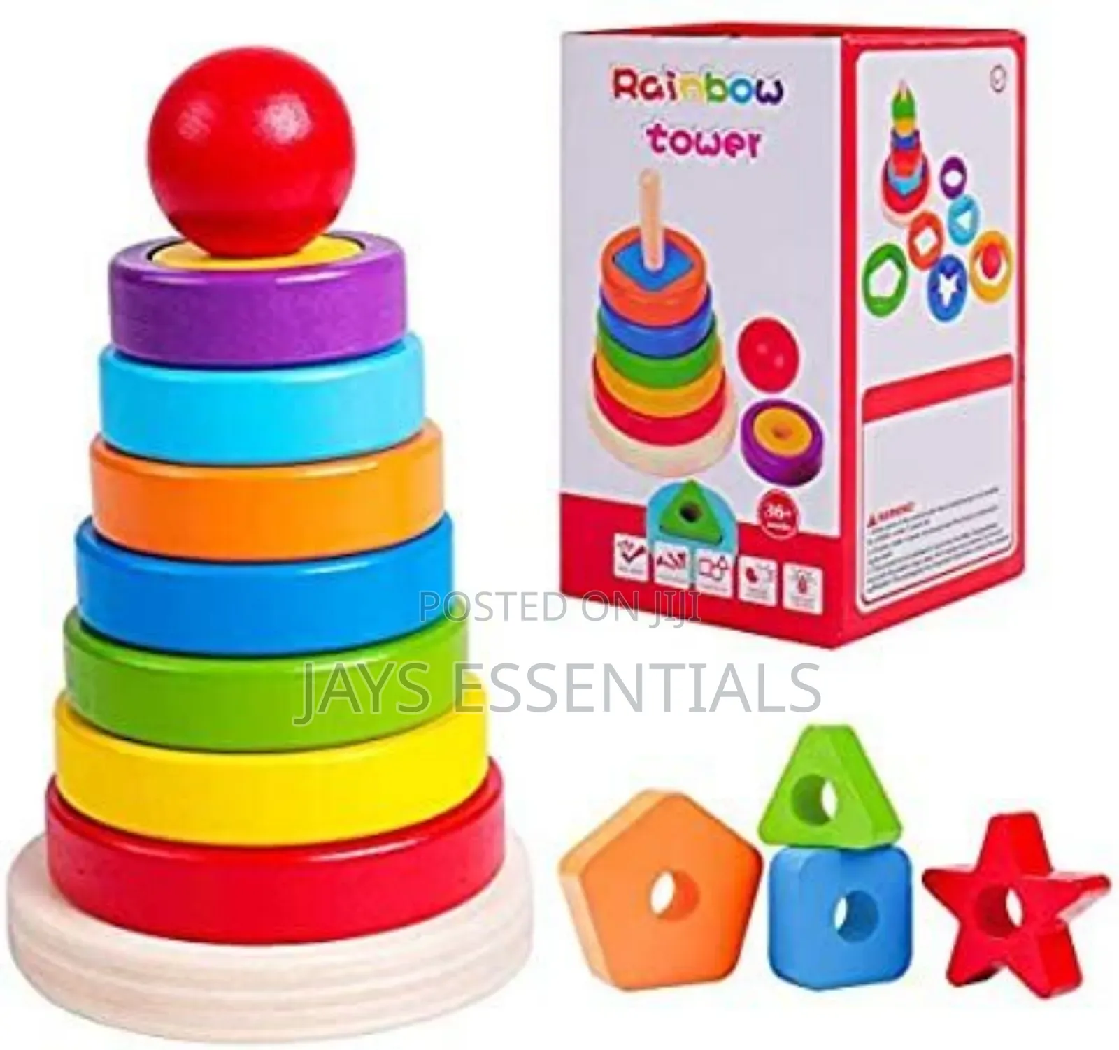 Wooden Rainbow Tower Montessori Toy