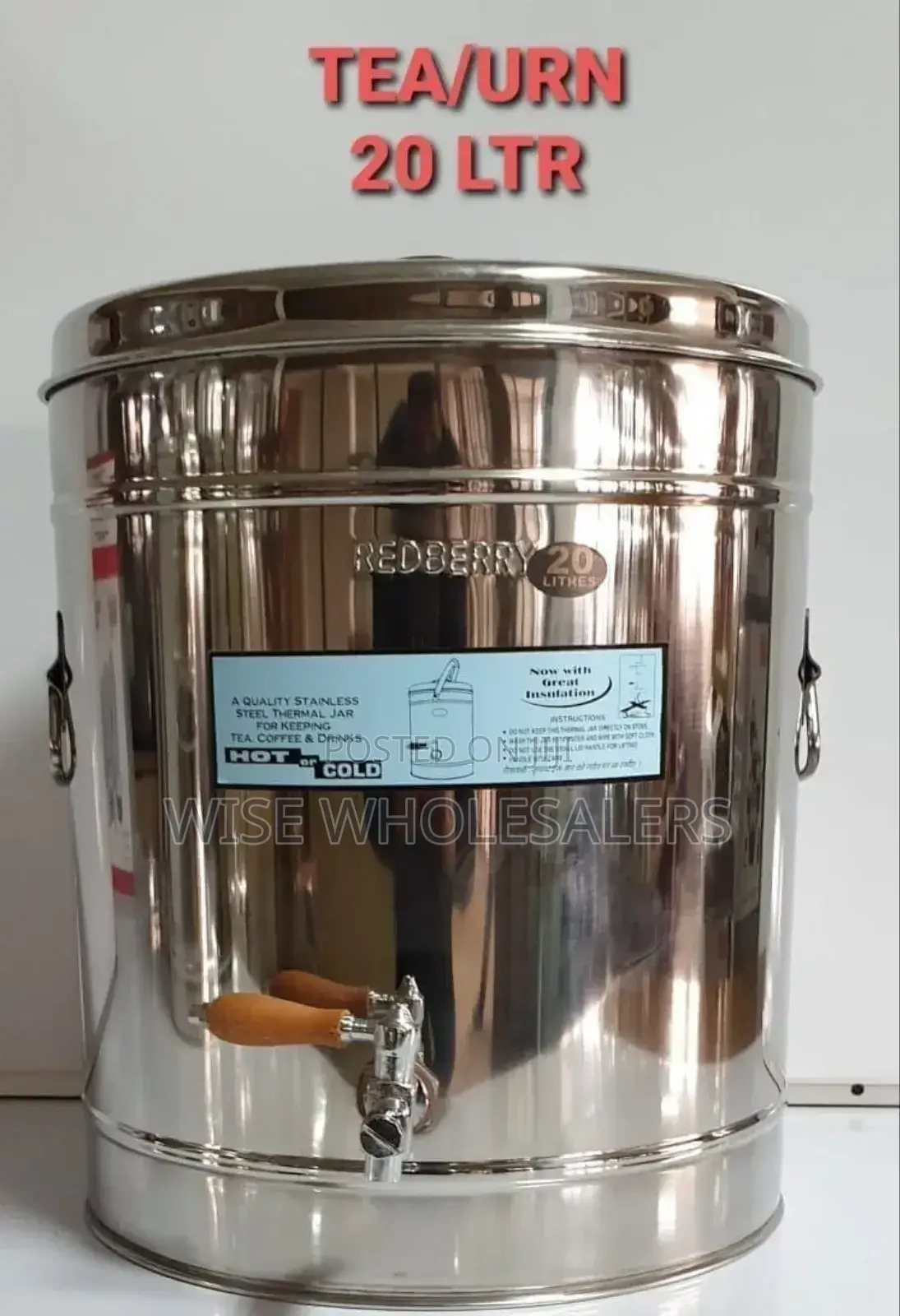 Redberry Premium Range S.Steel Insulated Tea Urn : 20 Ltr