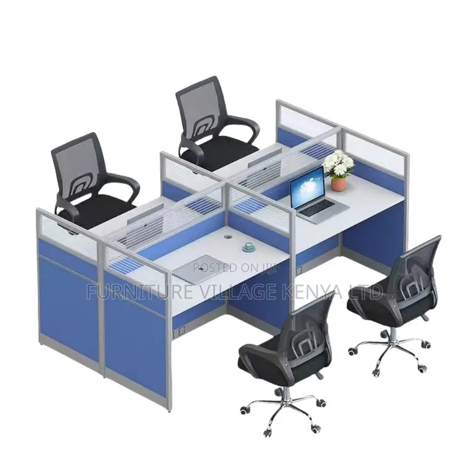 Office Workstation: 4-Way Workstation With Acoustic Screen