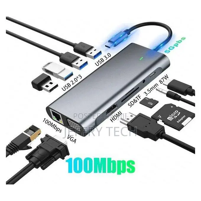 11 in 1 Usb C Hub Laptop Docking Station for Dell Hp Book Pr