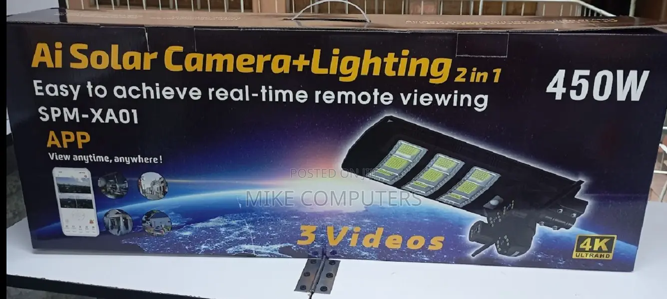 Solar Street Light Camera 450 Watts Pan Tilt Monitor