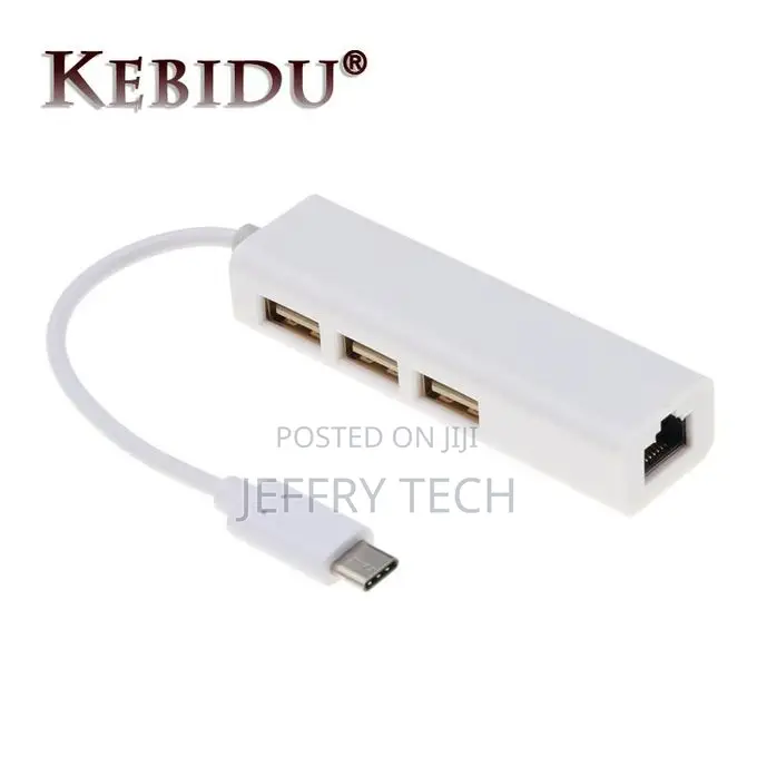 3 Ports Usb Hub 2.0 Type C to Ethernet Lan Rj45 Network Card