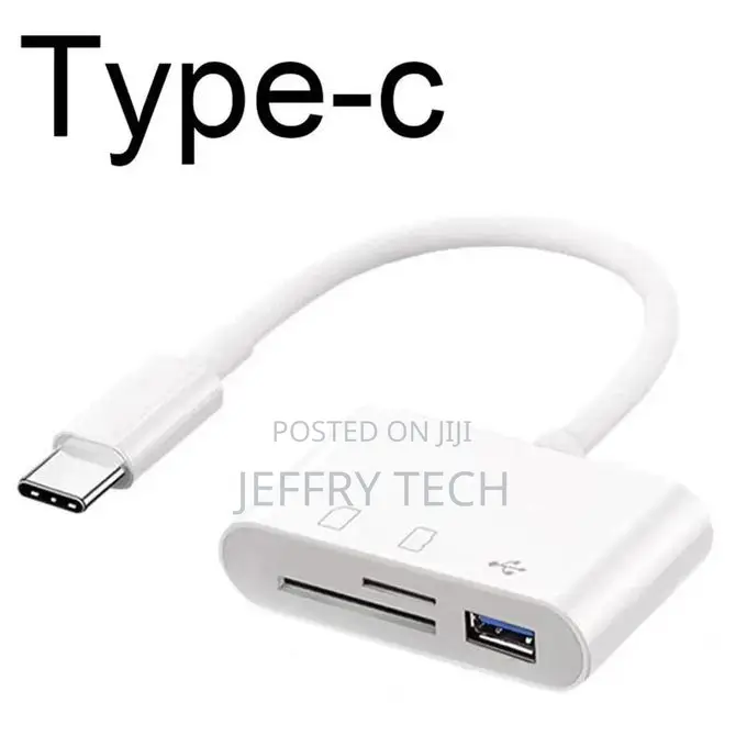 3 in 1 Adapter Type-C, Tf, Cf, Sd, Memory Card Reader, Recor