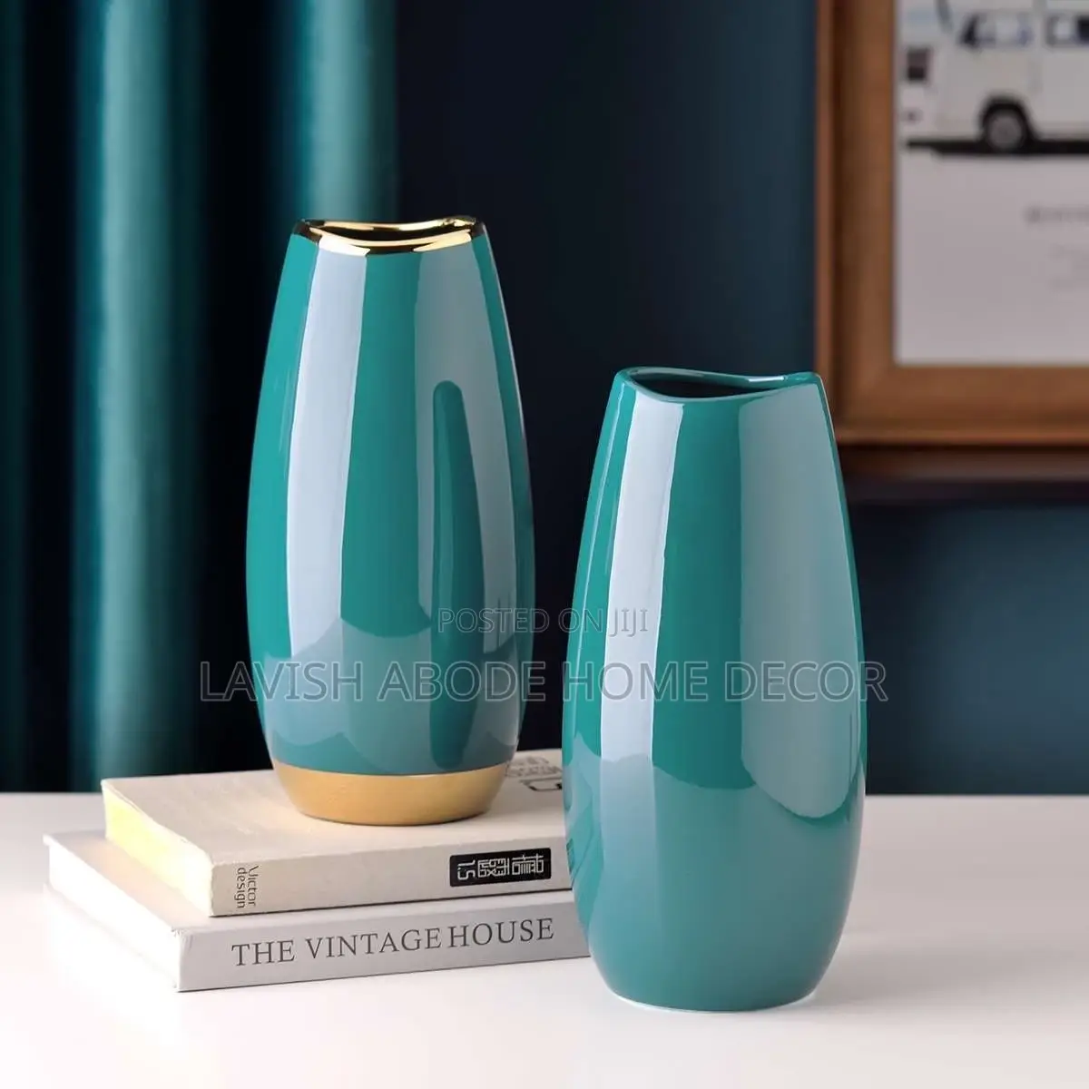 Modern Dark Green Ceramic Flower Vase