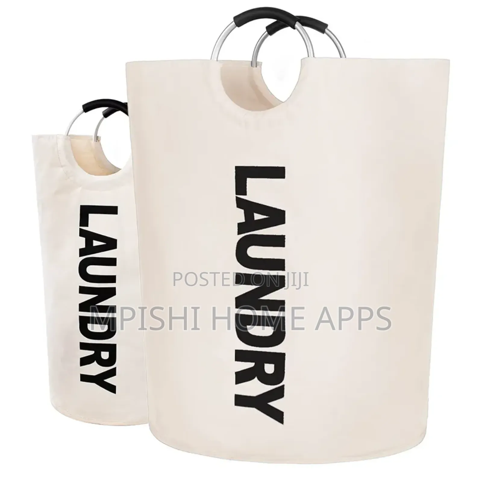 Big Size 90l Waterproof Foldable Laundry Basket- Cream White