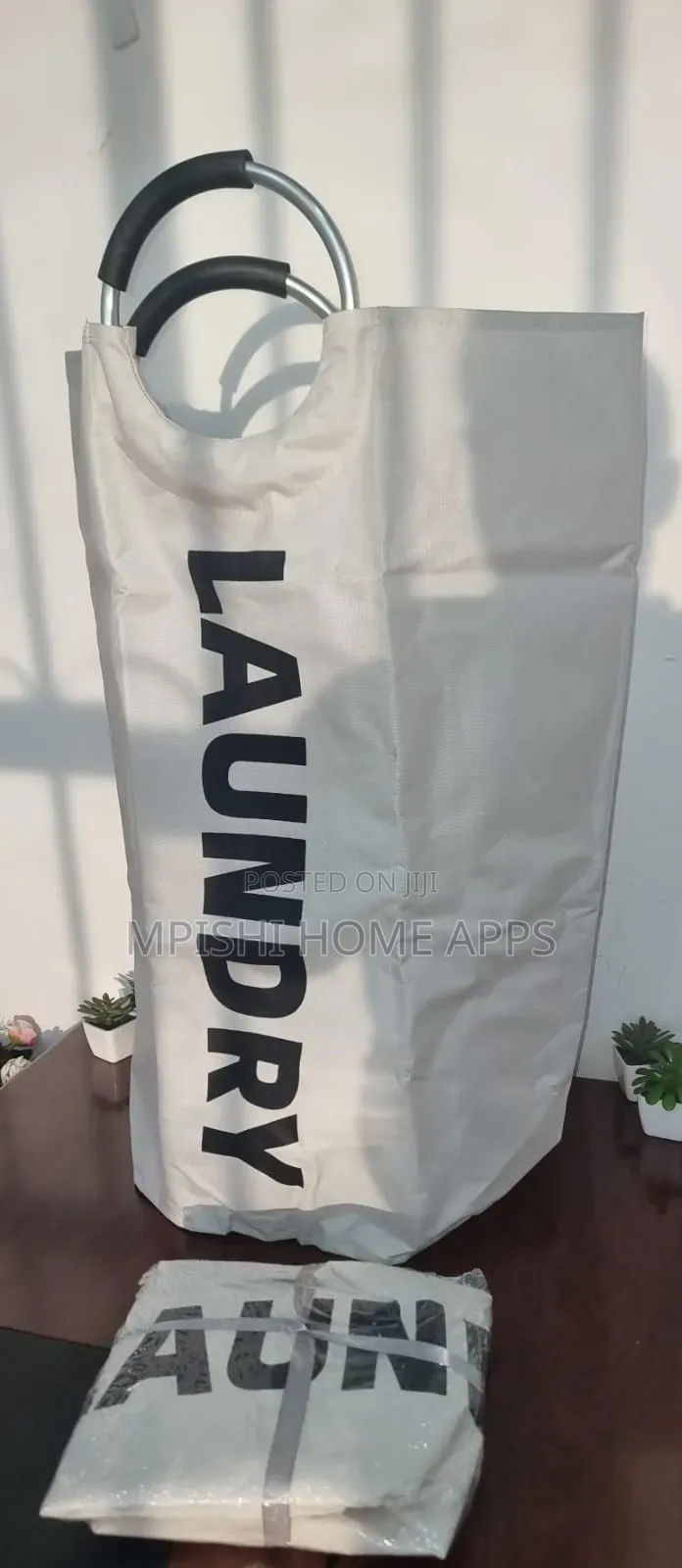 Big Size 90l Waterproof Foldable Laundry Basket- Cream White
