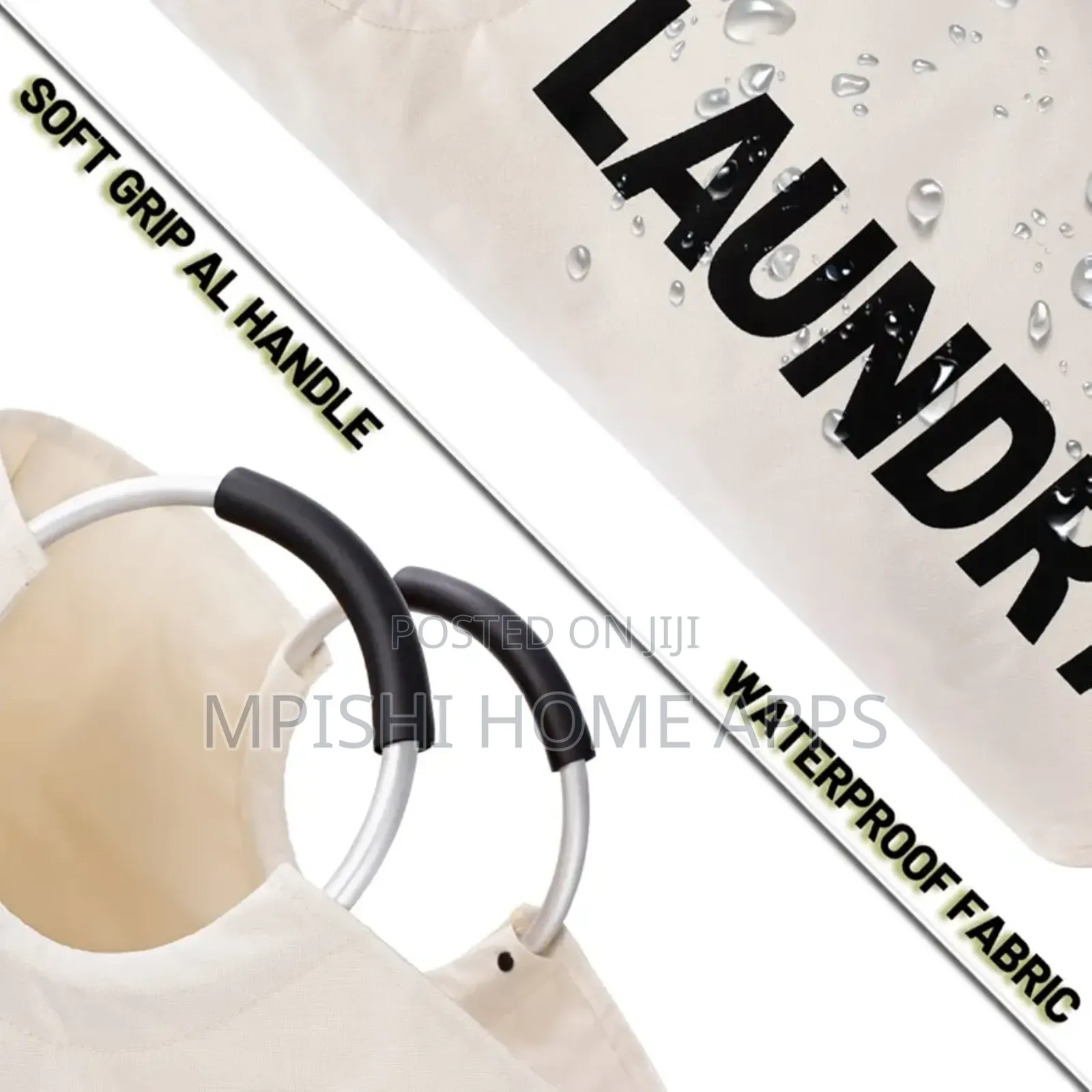 Big Size 90l Waterproof Foldable Laundry Basket- Cream White