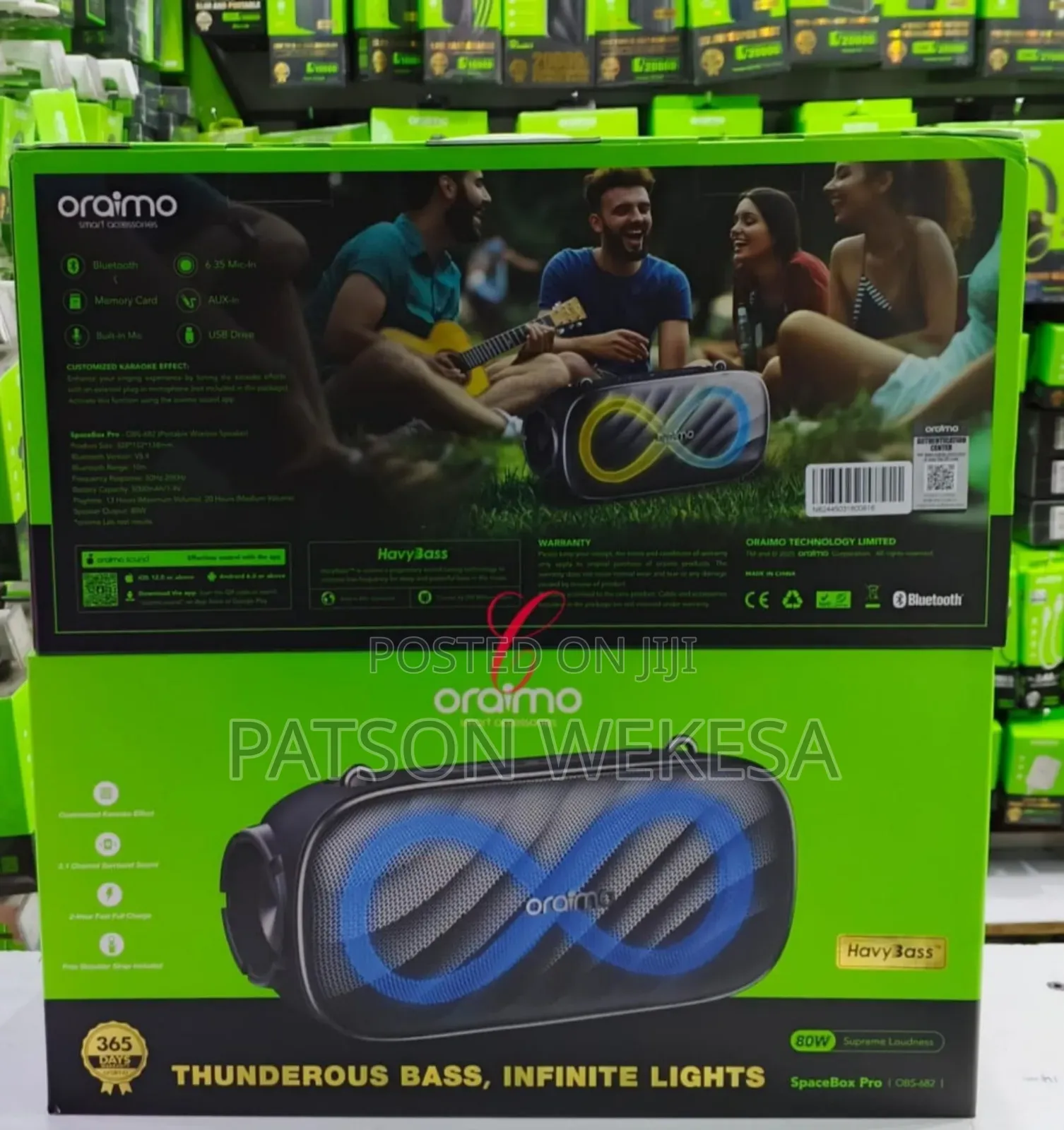 Oraimo Spacebox Pro 80w Supreme Loudness 20hrs Playtime