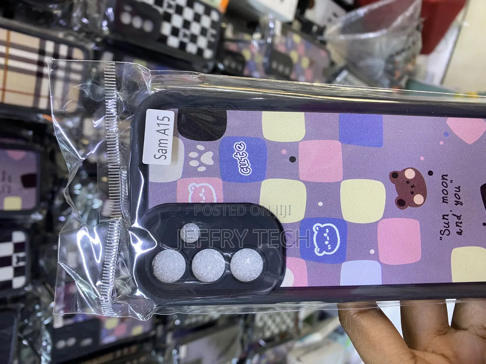 Fntcase Tartan Fabric Print Cover for Samsang Galaxy A15
