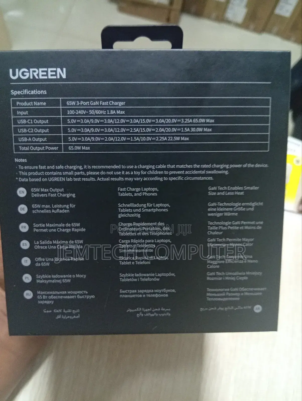 Ugreen Uno Robot 65w 3-port Gan Fast Charger Uk Grey - Cd361