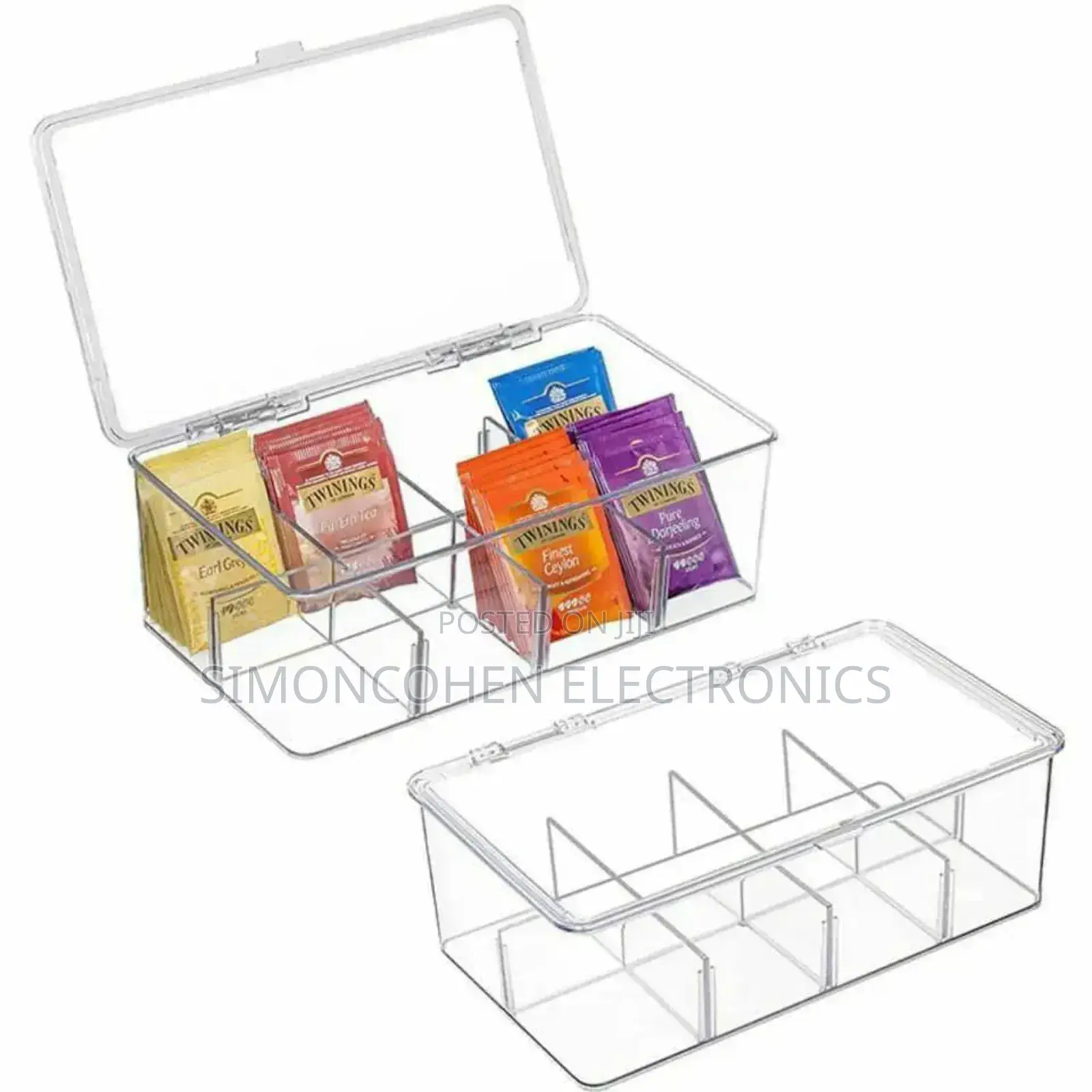 Acrylic Tea Bag Organizer With Cover Compartment Divider Box