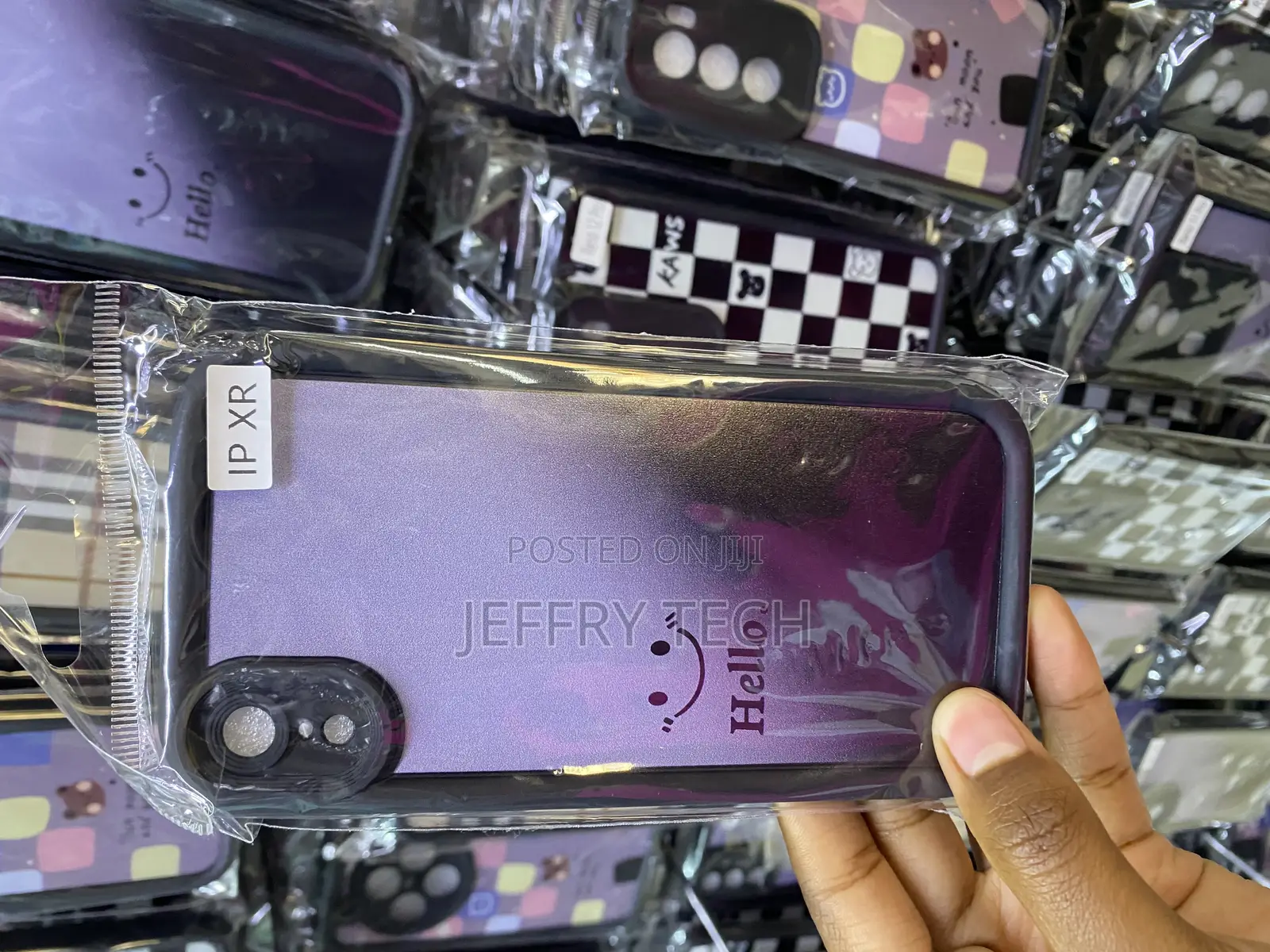Guaydoy Tartan Damier Hello Smile Case for iPhone Xr