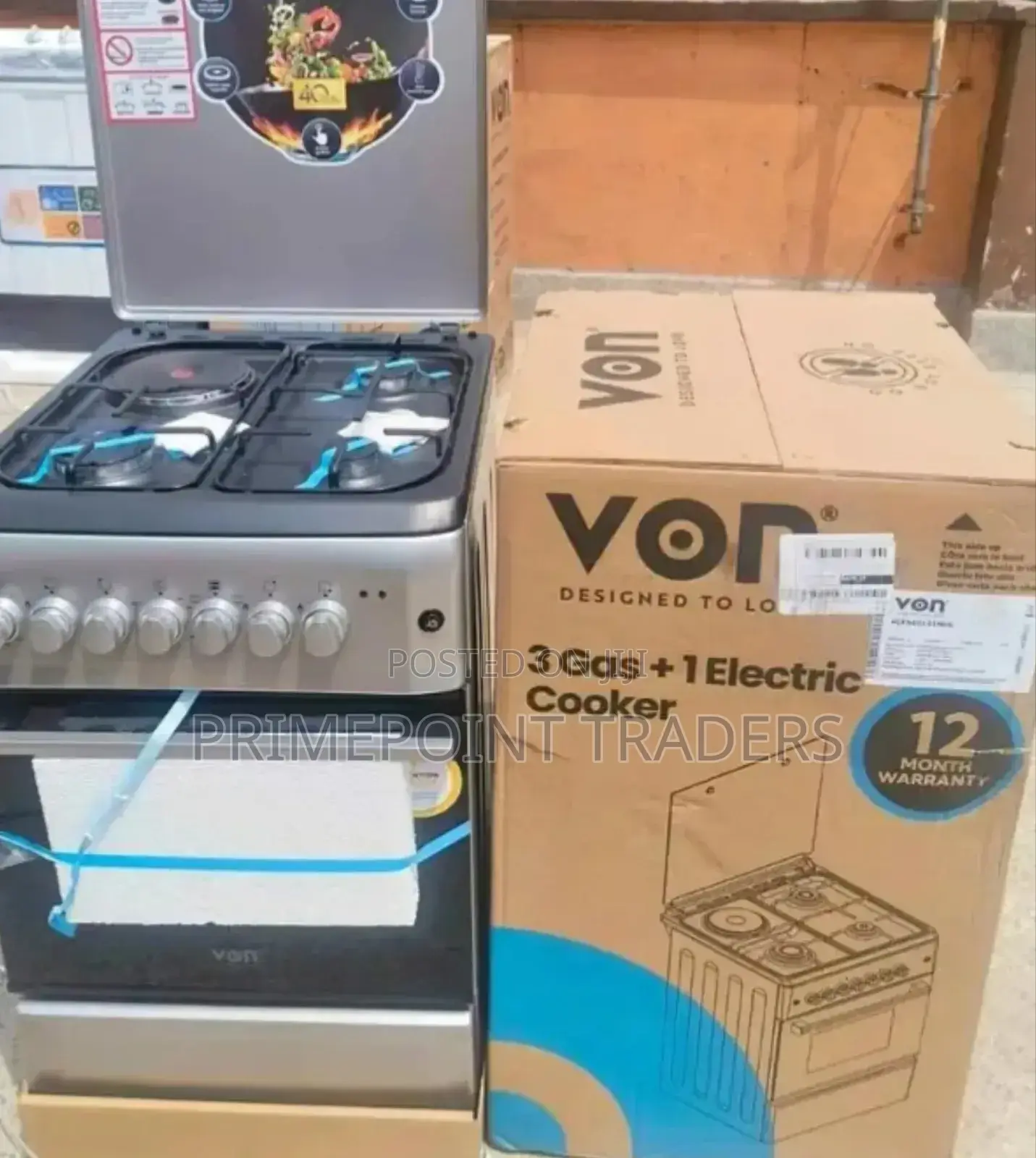 Standing Cooker Von 58×58cm (3g+1e)-Brand New